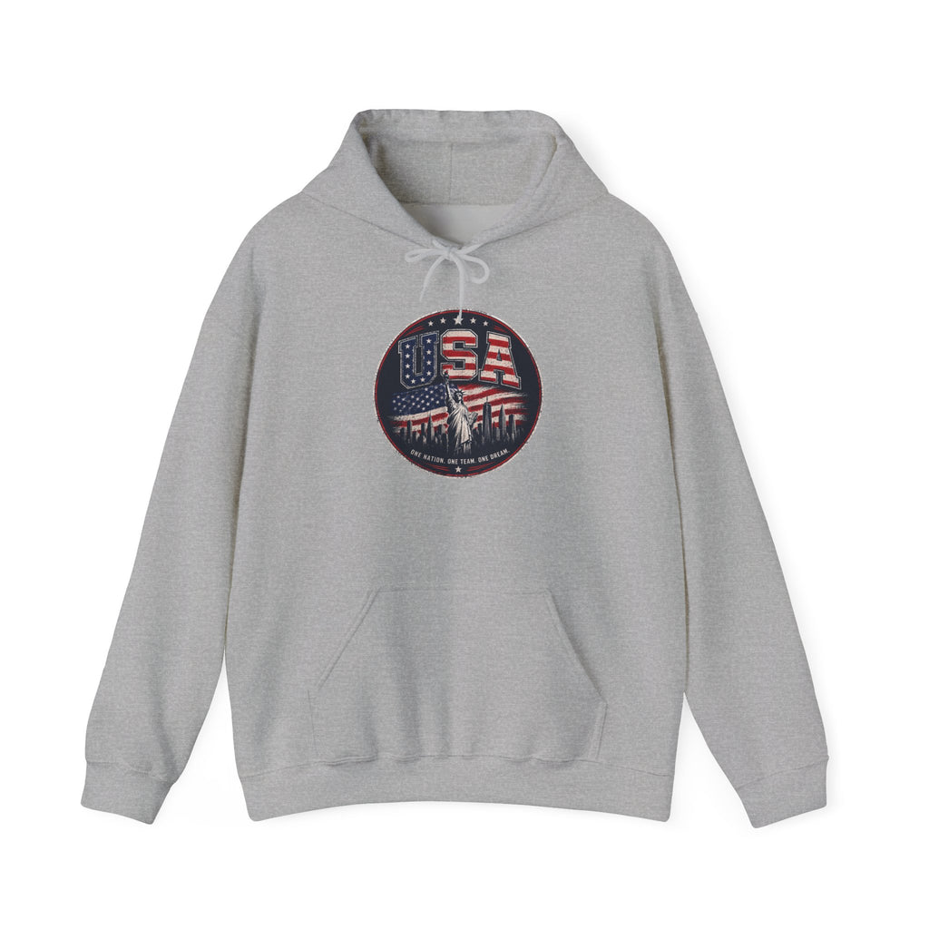 Hoodie — USA Flag Skull Circle Graphic (Patriotic 4th of July Hoodie)