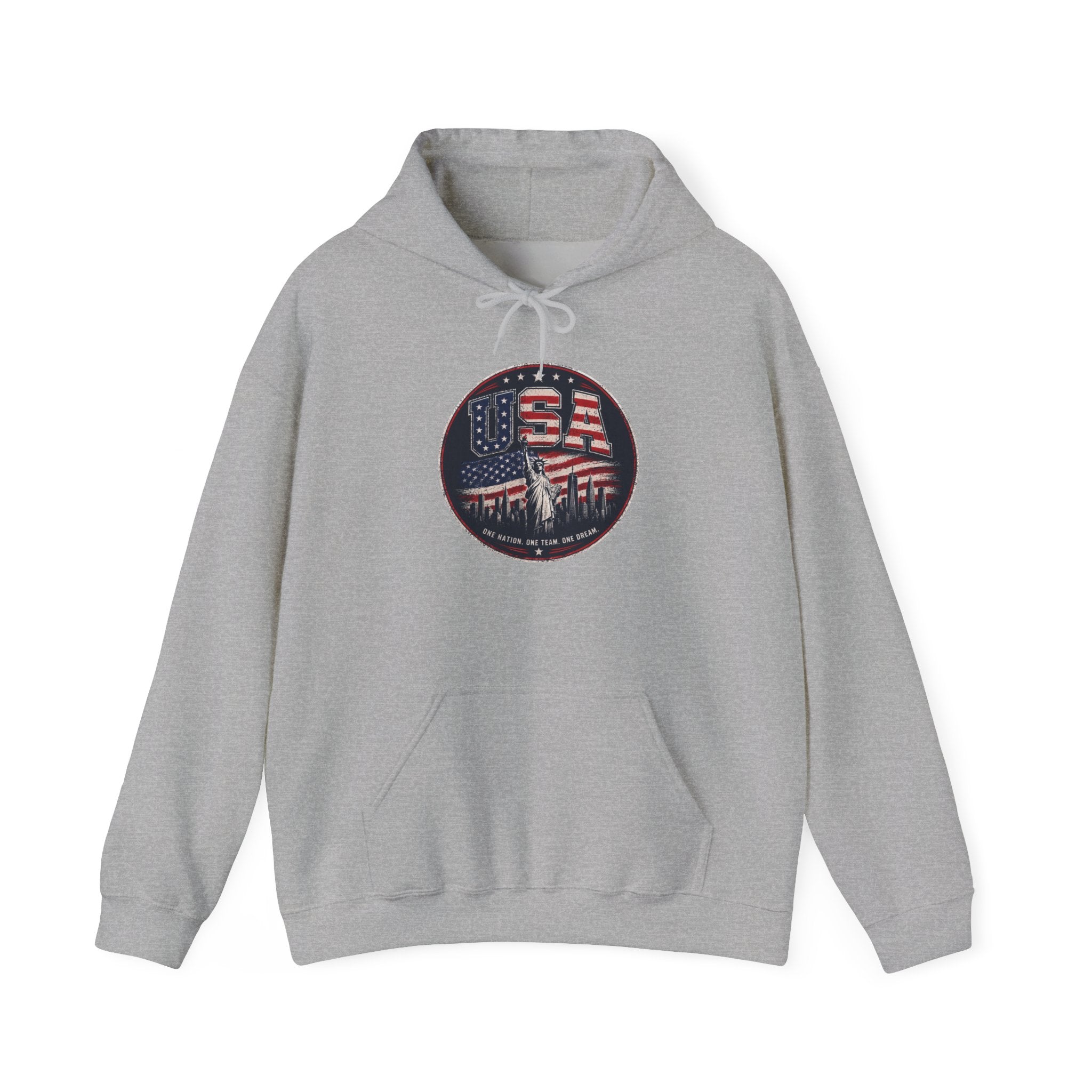 Hoodie — USA Flag Skull Circle Graphic (Patriotic 4th of July Hoodie)