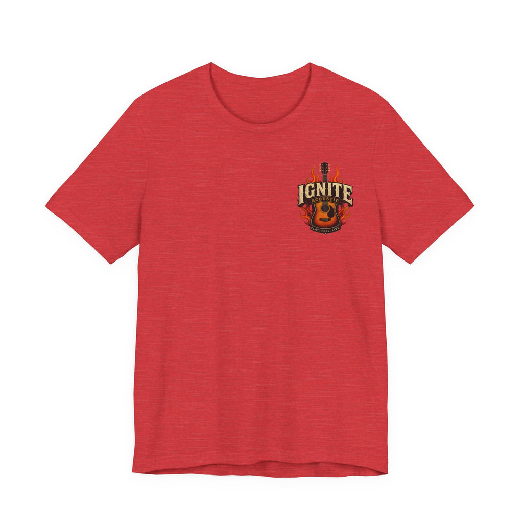 Guitar Coffee Chest Tee - Acoustic Guitar & Coffee Cup Pocket Graphic T-Shirt