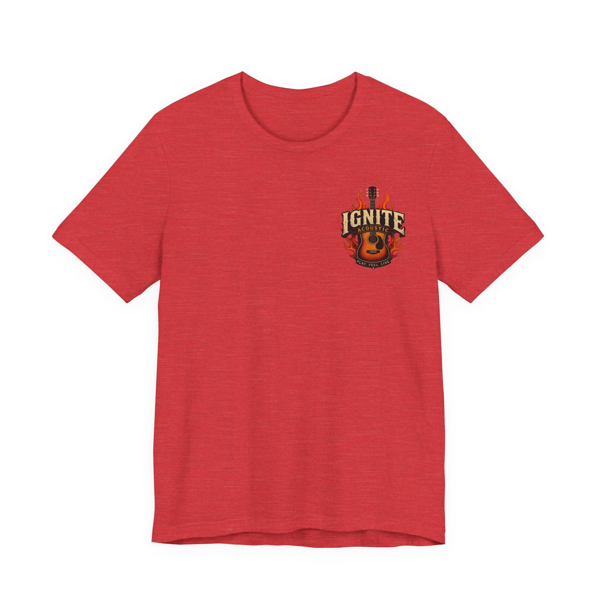 Guitar Coffee Chest Tee - Acoustic Guitar & Coffee Cup Pocket Graphic T-Shirt