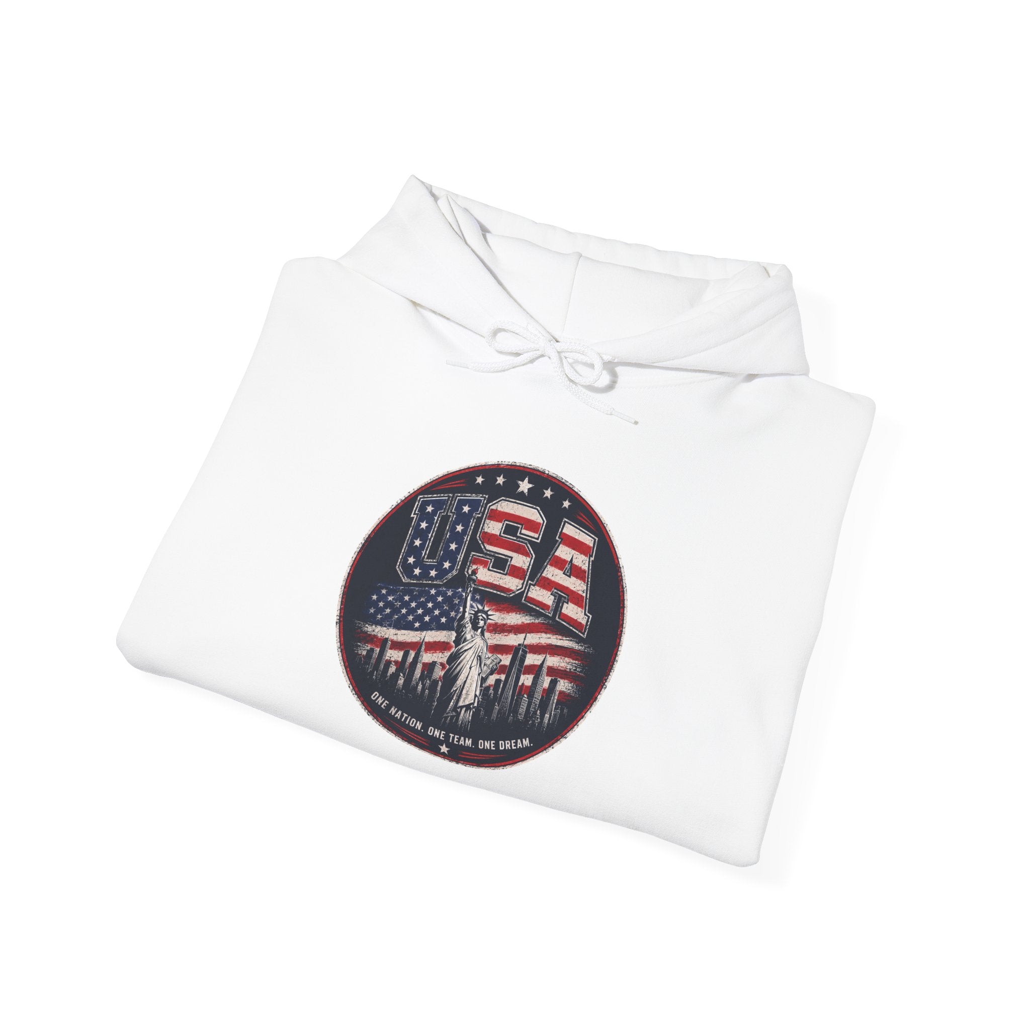 Hoodie — USA Flag Skull Circle Graphic (Patriotic 4th of July Hoodie)