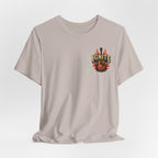 Guitar Coffee Chest Tee - Acoustic Guitar & Coffee Cup Pocket Graphic T-Shirt