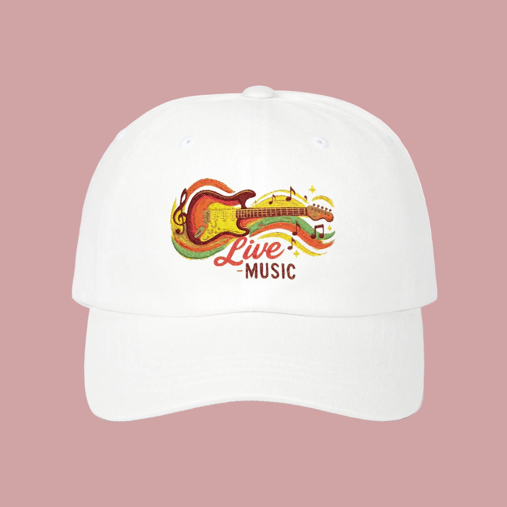 Dad Cap - 'Strum & Steel' Guitar Sequin Embroidered Hat