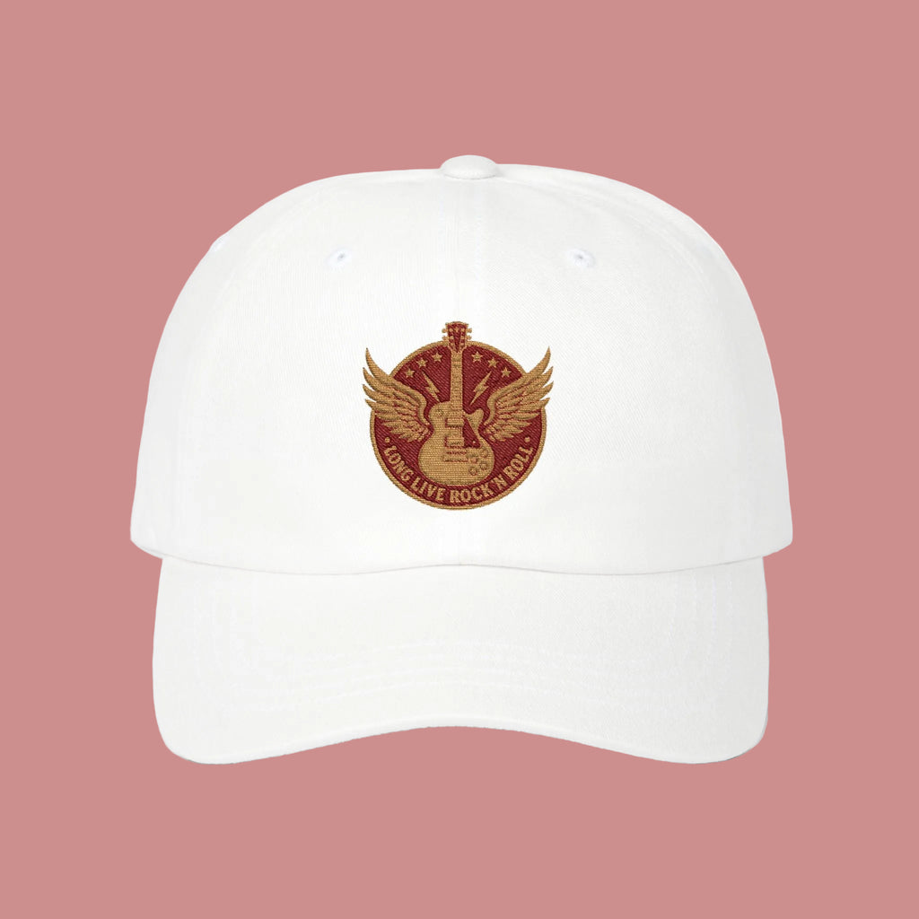 Vintage Winged Guitar Dad Cap – Retro Music Emblem Hat