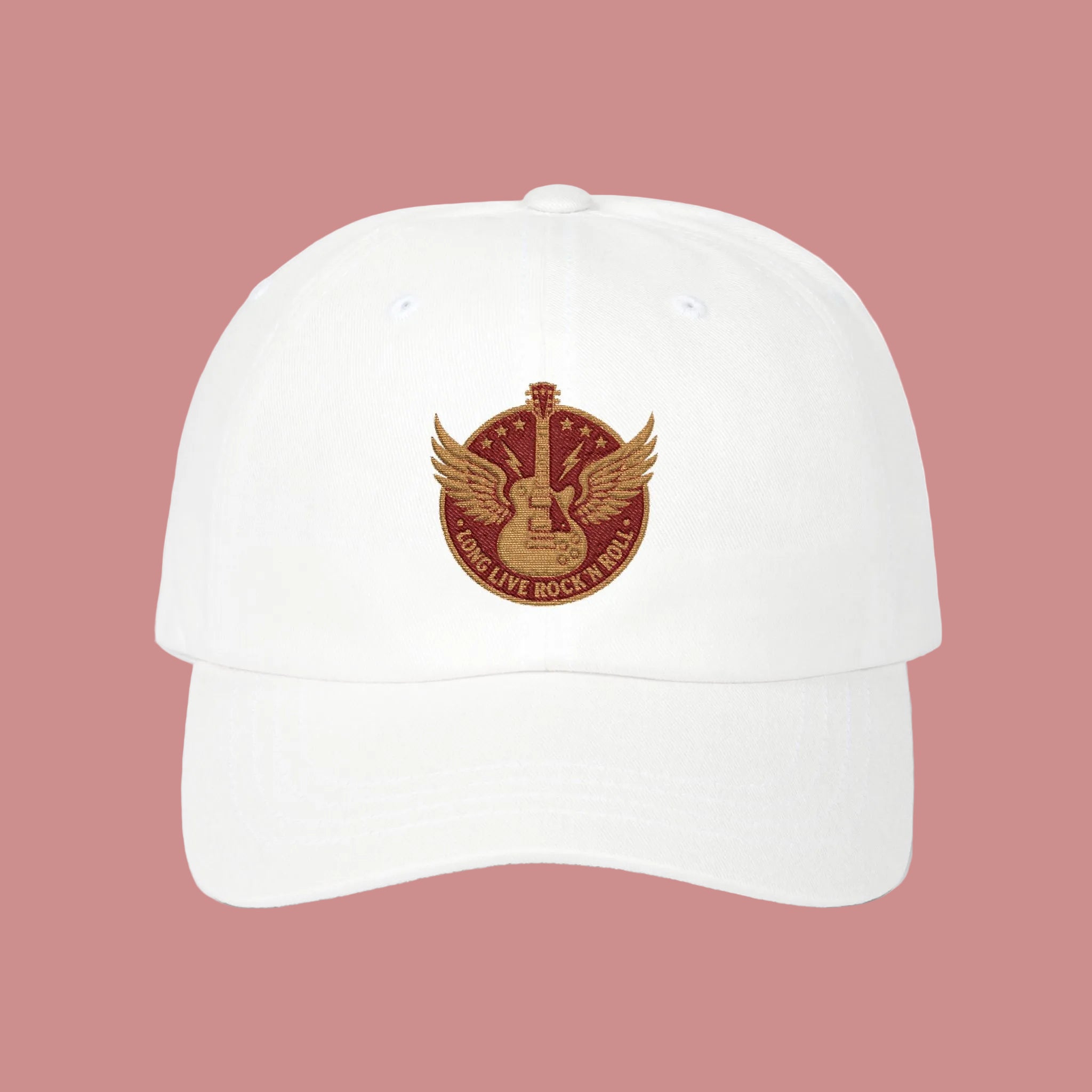 Vintage Winged Guitar Dad Cap – Retro Music Emblem Hat