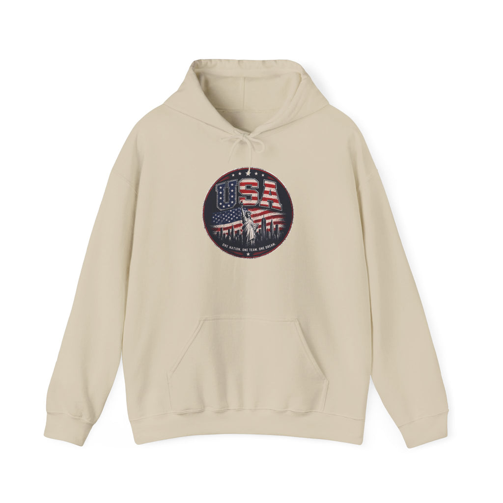Hoodie — USA Flag Skull Circle Graphic (Patriotic 4th of July Hoodie)