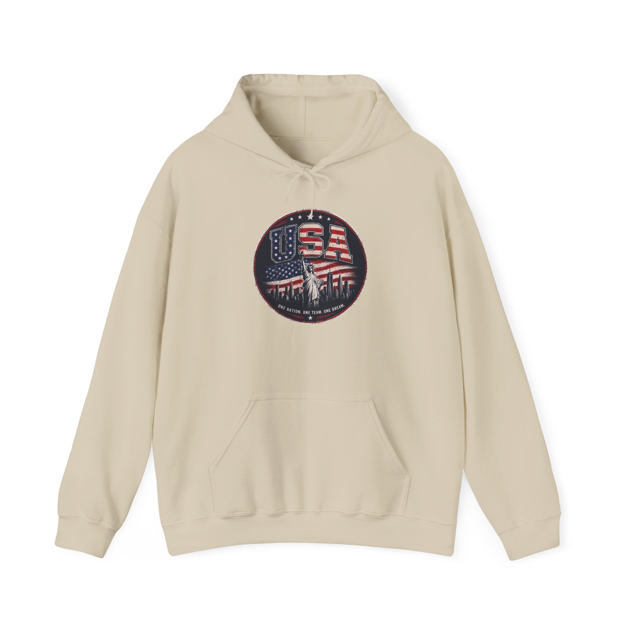 Hoodie — USA Flag Skull Circle Graphic (Patriotic 4th of July Hoodie)