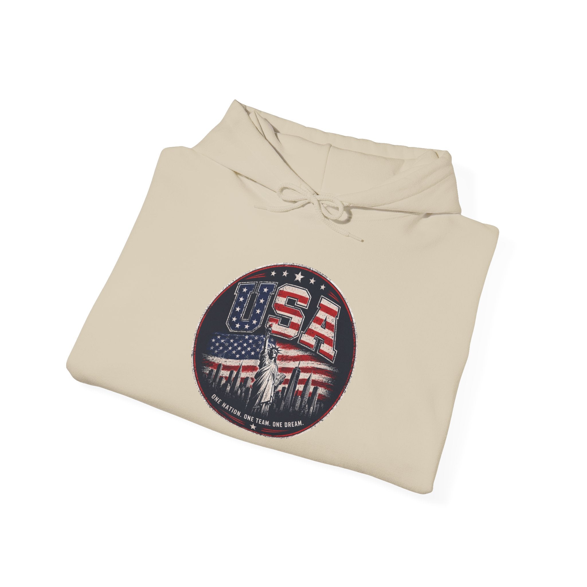 Hoodie — USA Flag Skull Circle Graphic (Patriotic 4th of July Hoodie)