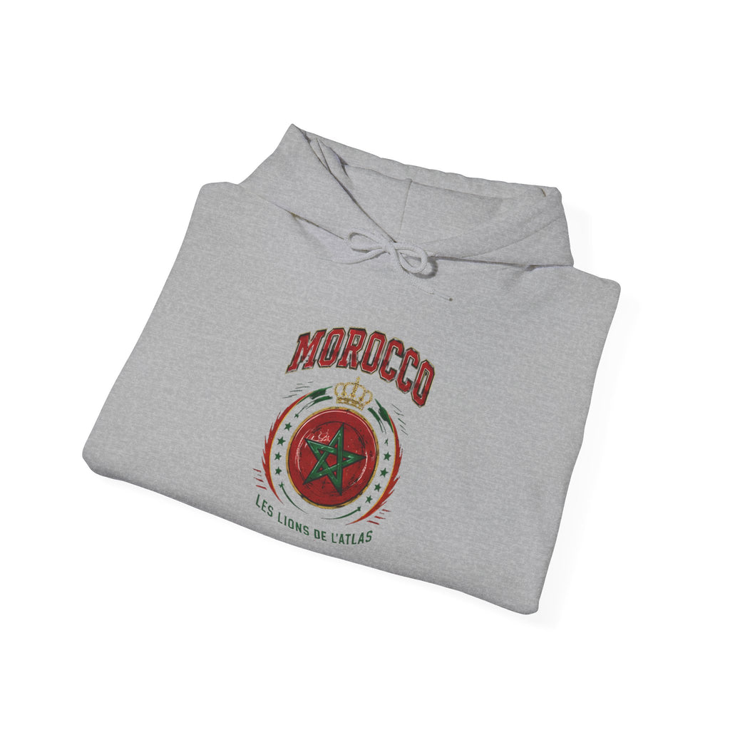 Morocco Crest Hoodie - Vintage Moroccan Emblem Travel Sweatshirt