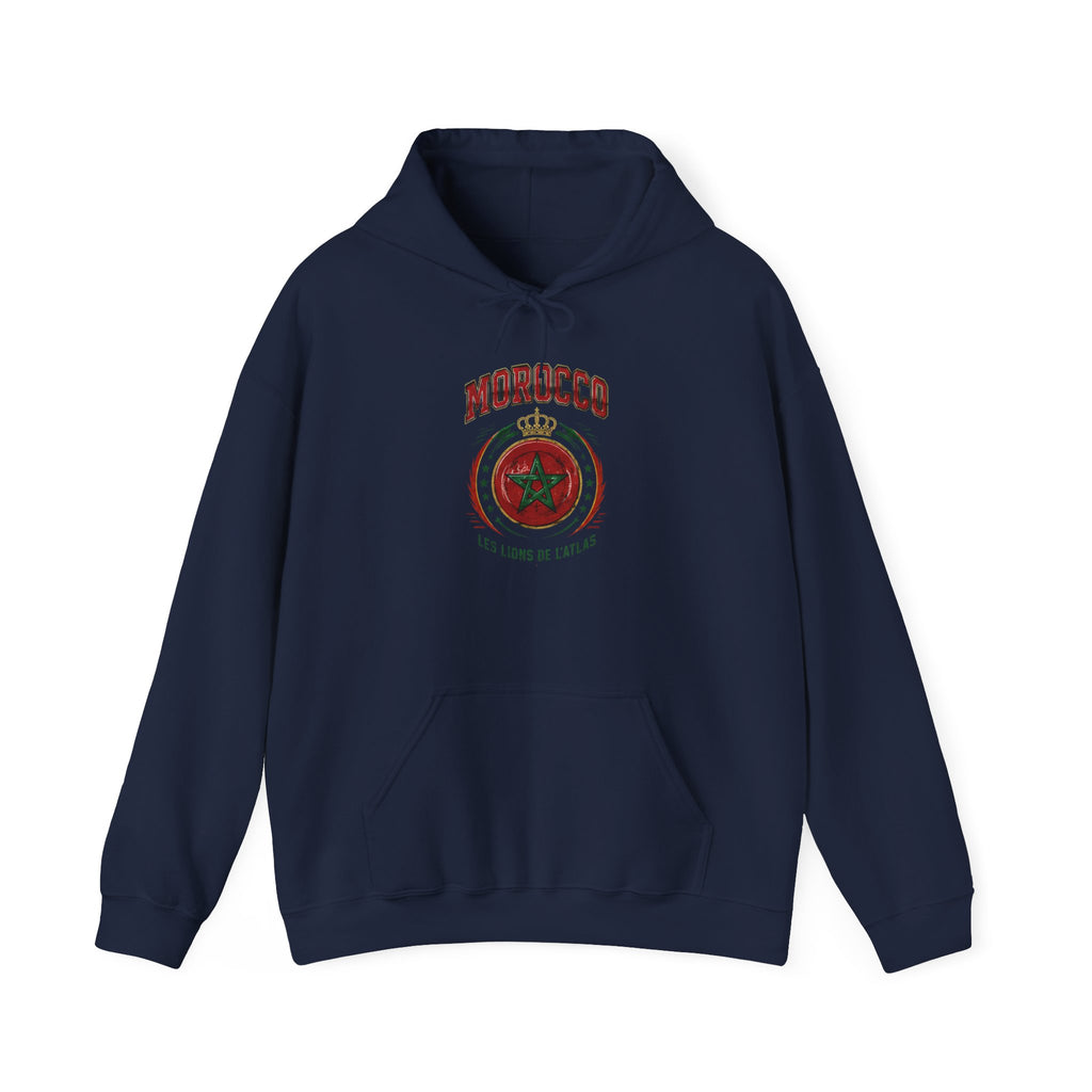 Morocco Crest Hoodie - Vintage Moroccan Emblem Travel Sweatshirt
