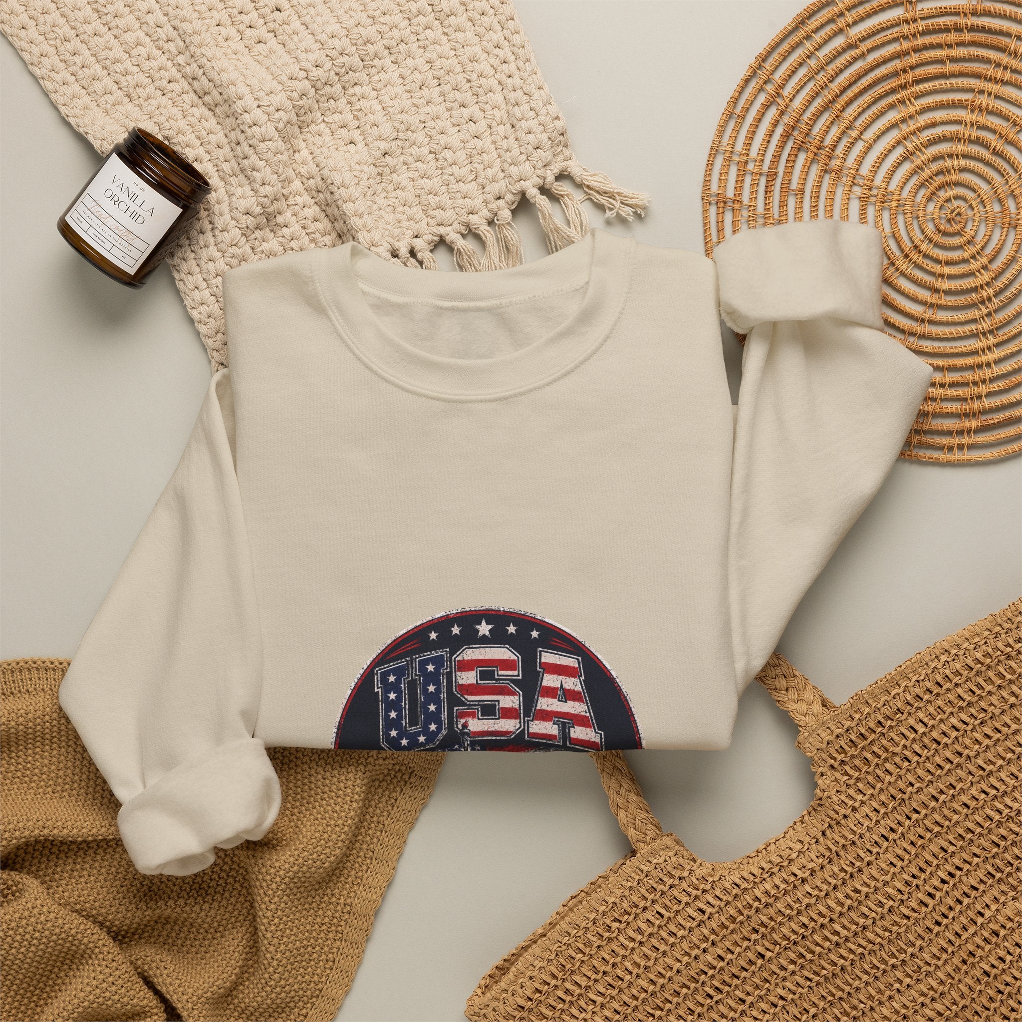 USA Crewneck Sweatshirt — Patriotic American Graphic Pullover