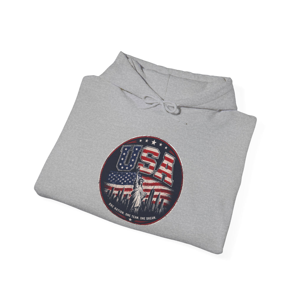 Hoodie — USA Flag Skull Circle Graphic (Patriotic 4th of July Hoodie)