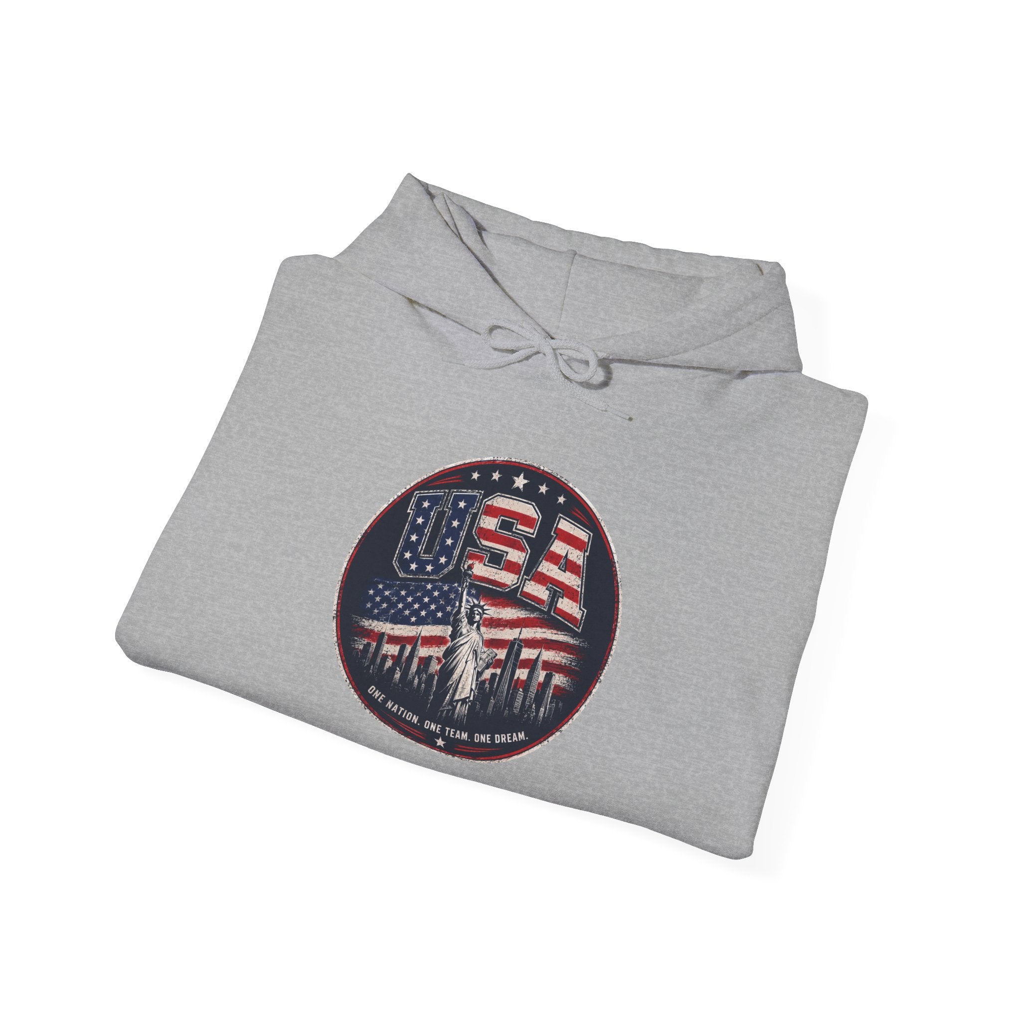 Hoodie — USA Flag Skull Circle Graphic (Patriotic 4th of July Hoodie)