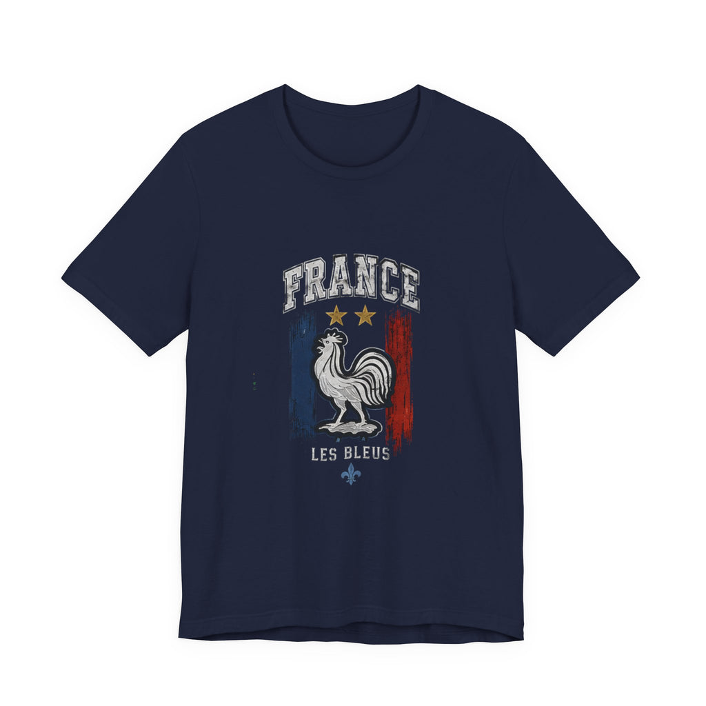 France Rooster Graphic Tee — Les Bleus Tricolor Soccer Shirt