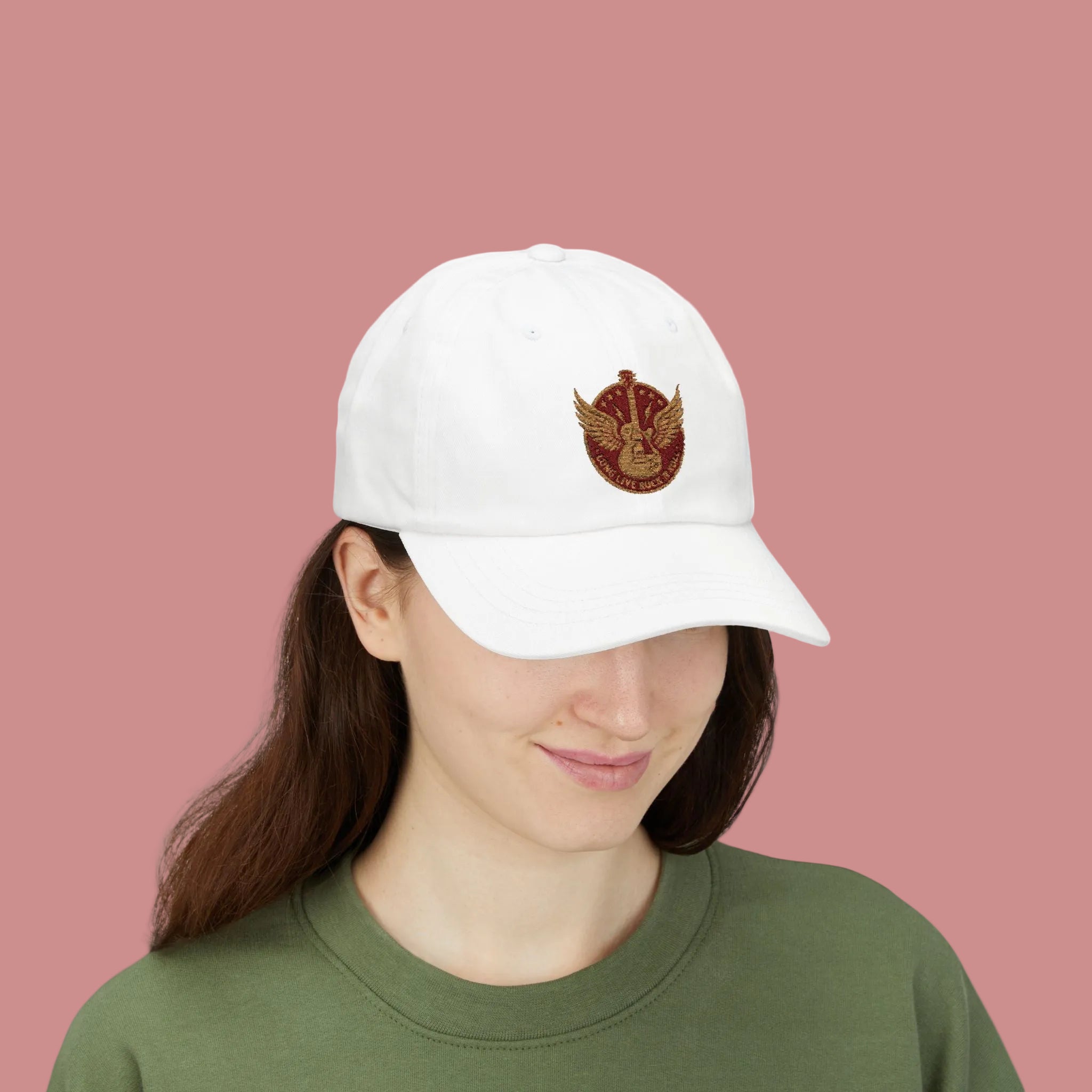 Vintage Winged Guitar Dad Cap – Retro Music Emblem Hat