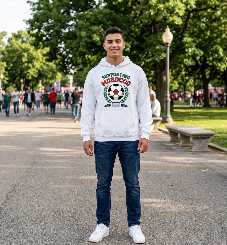 Morocco Crest Hoodie - Vintage Moroccan Emblem Travel Sweatshirt