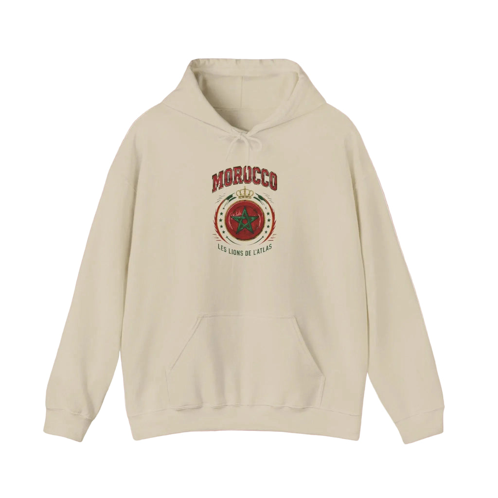 Morocco Crest Hoodie - Vintage Moroccan Emblem Travel Sweatshirt