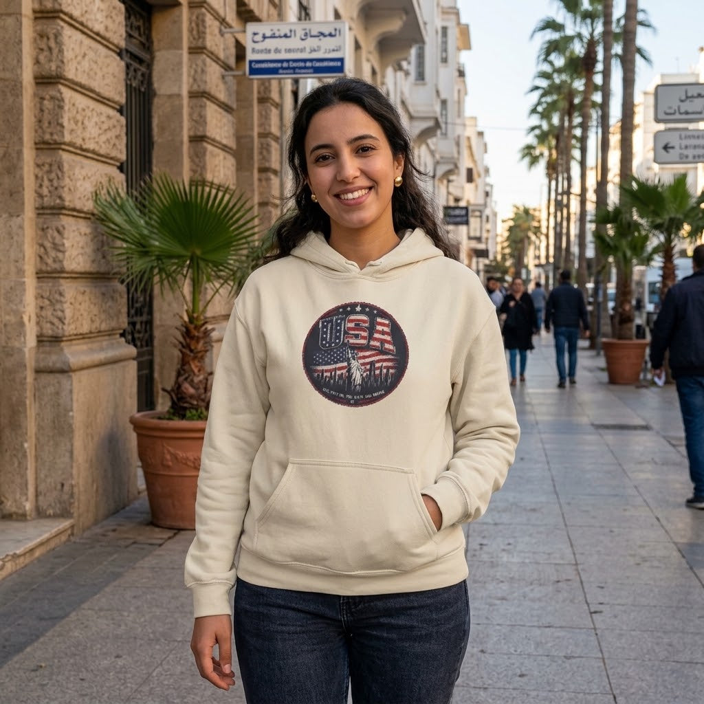 Morocco Crest Hoodie - Vintage Moroccan Emblem Travel Sweatshirt