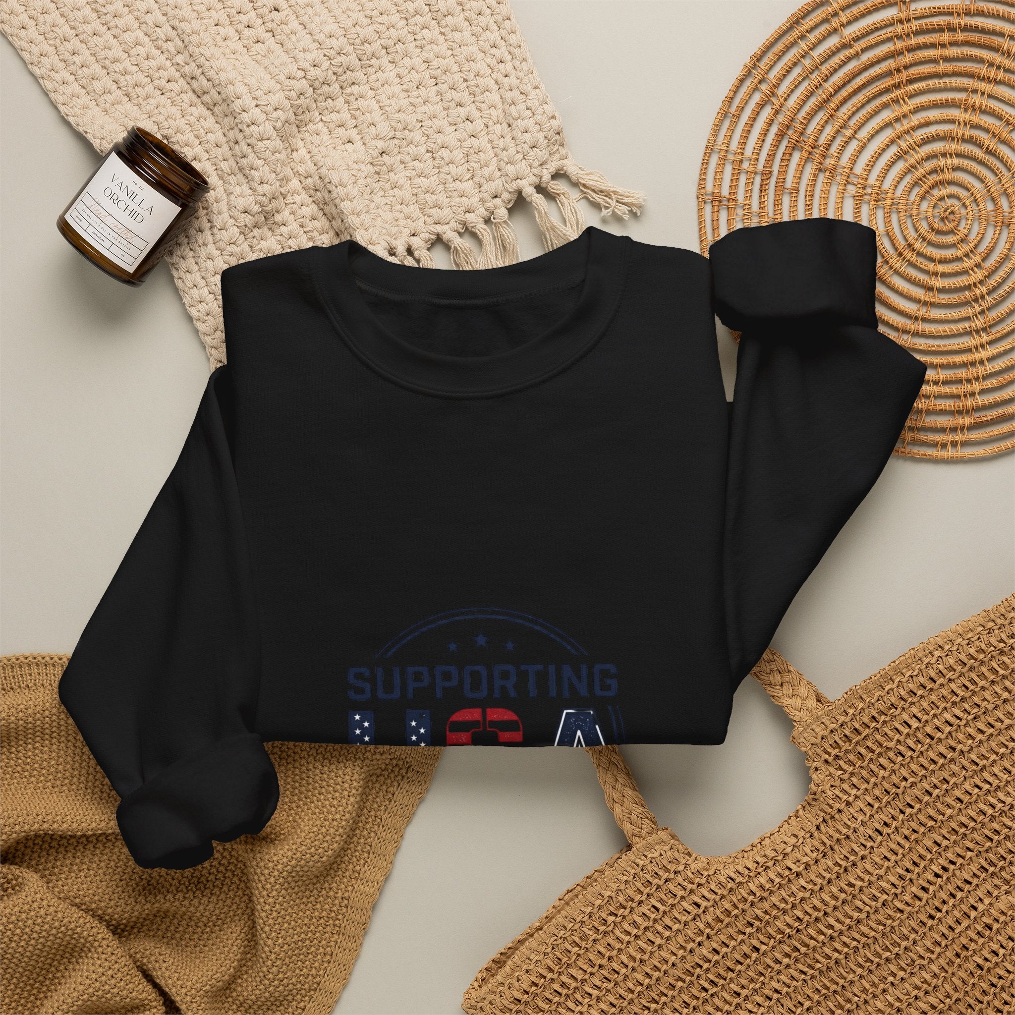 Supporting USA Crewneck Sweatshirt | soccer watch party, country colors