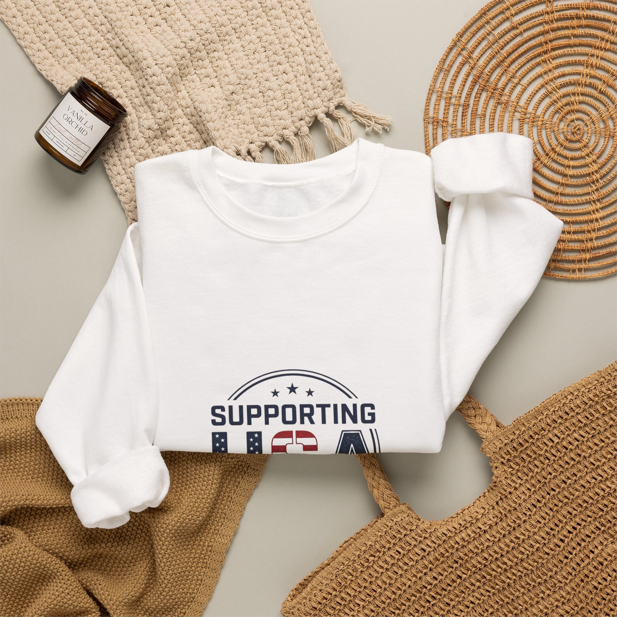 Supporting USA Crewneck Sweatshirt | soccer watch party, country colors