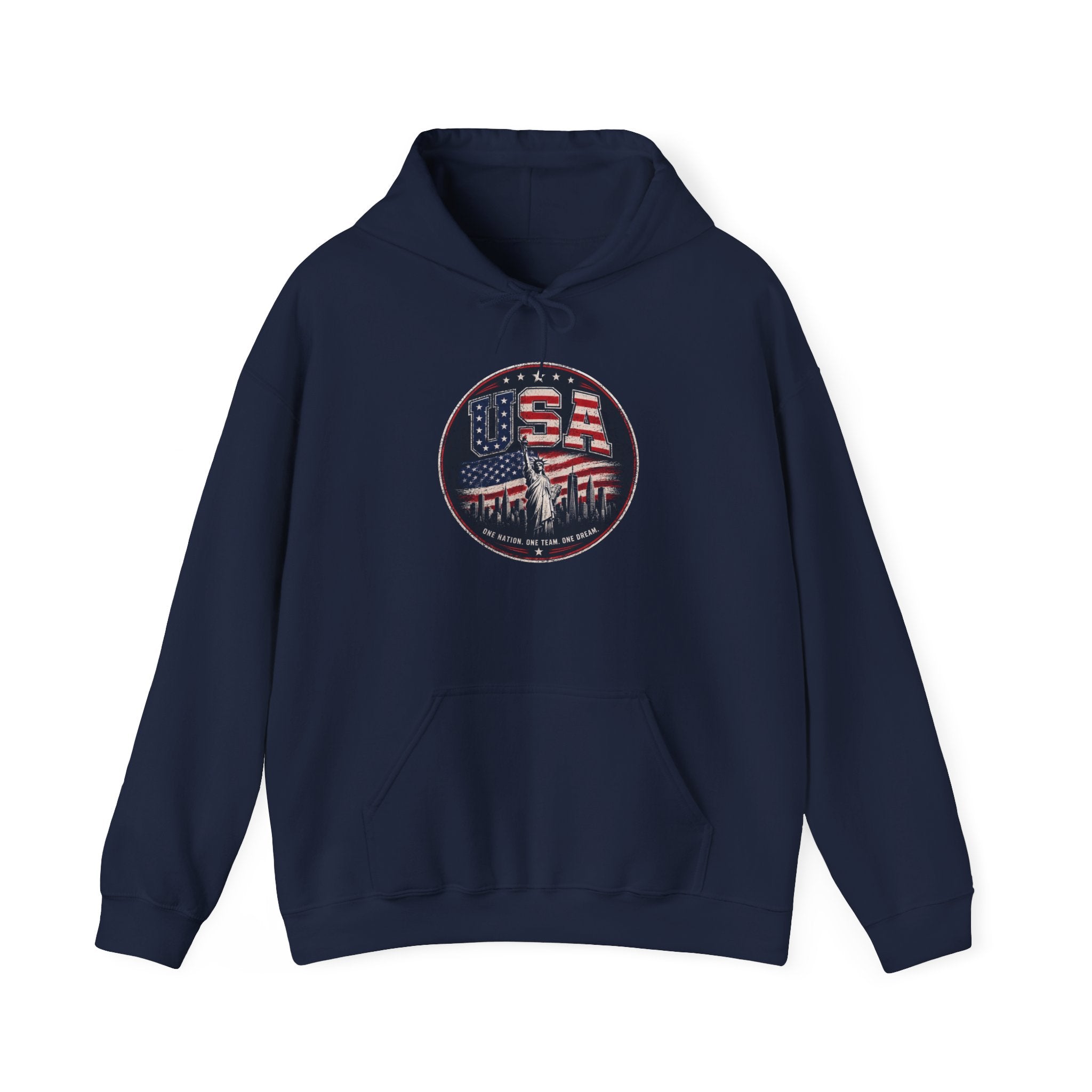 Hoodie — USA Flag Skull Circle Graphic (Patriotic 4th of July Hoodie)
