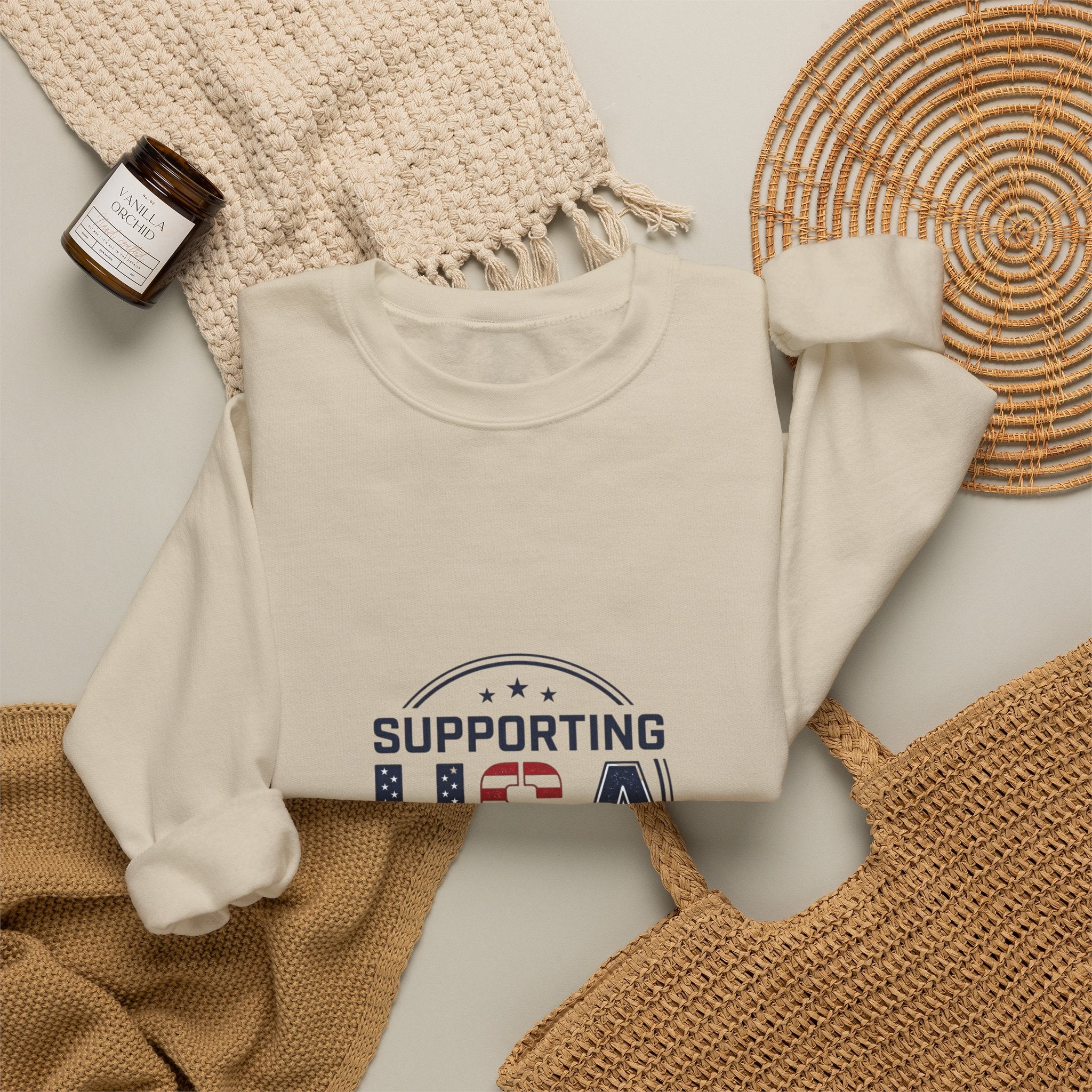 Supporting USA Crewneck Sweatshirt | soccer watch party, country colors