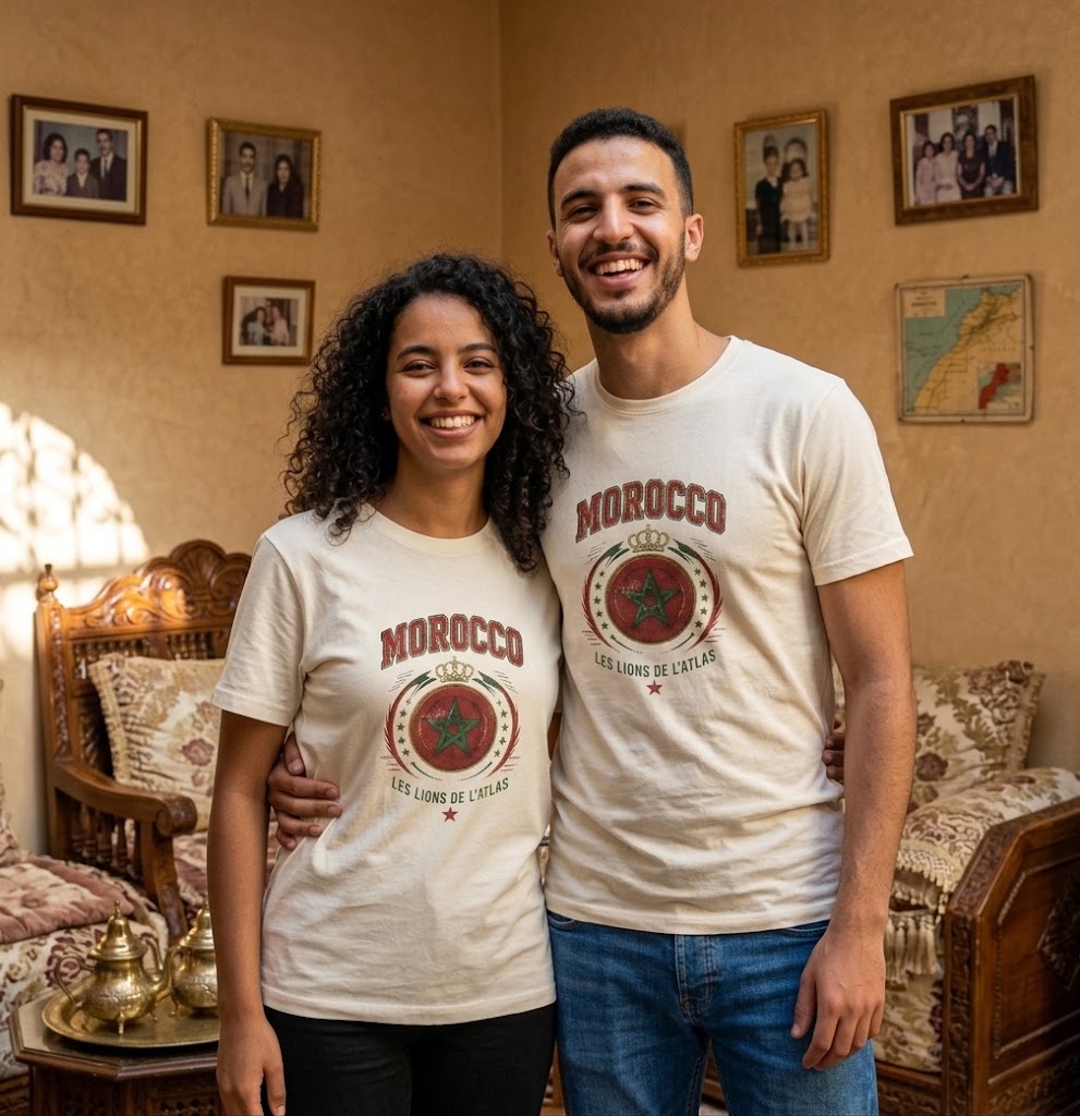 Morocco Crest T-Shirt - 'Les Lions de l'Atlas' Vintage Soccer Tee