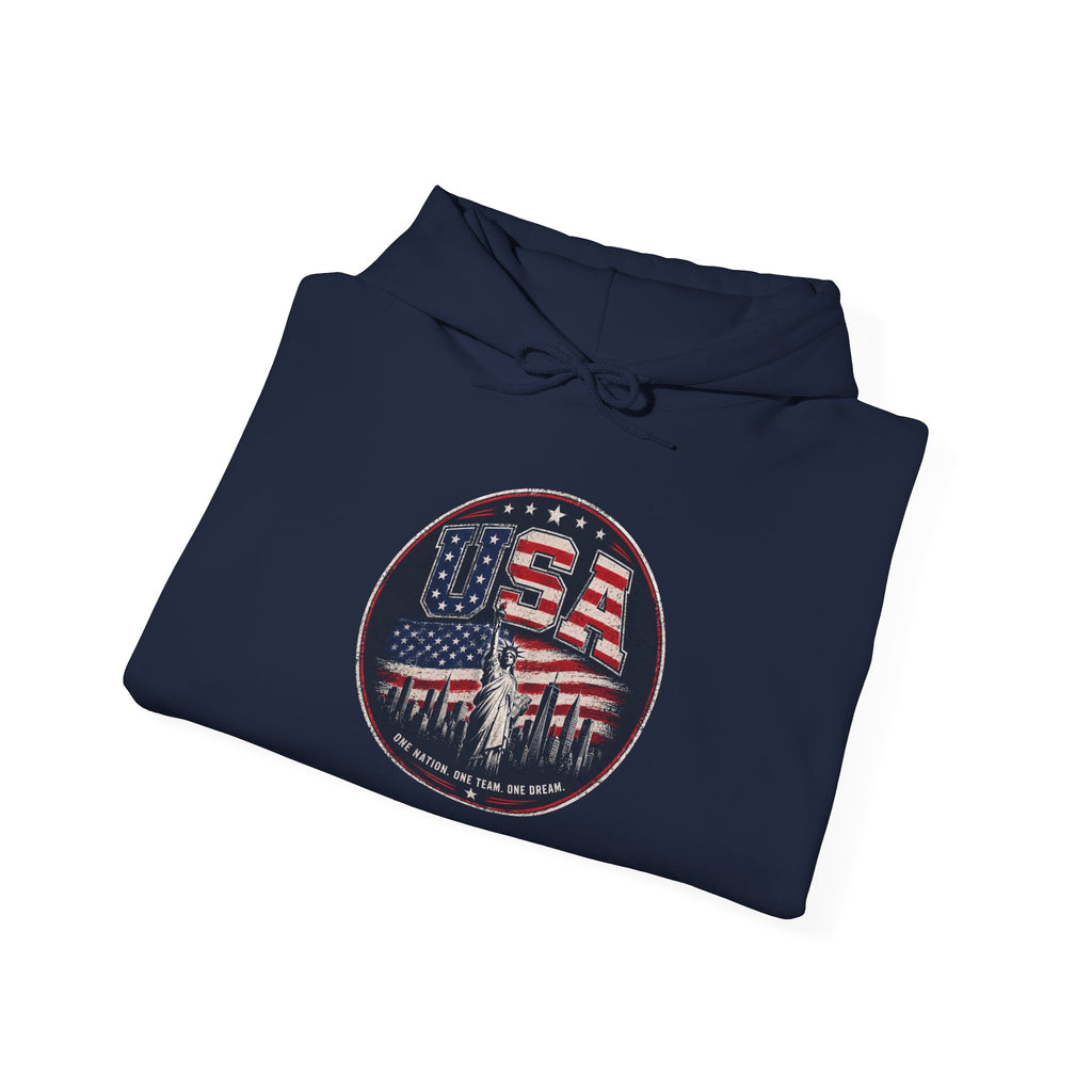 Hoodie — USA Flag Skull Circle Graphic (Patriotic 4th of July Hoodie)