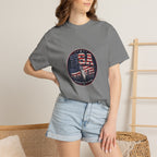 USA Skyline Flag T-Shirt — Patriotic Statue of Liberty Graphic Tee