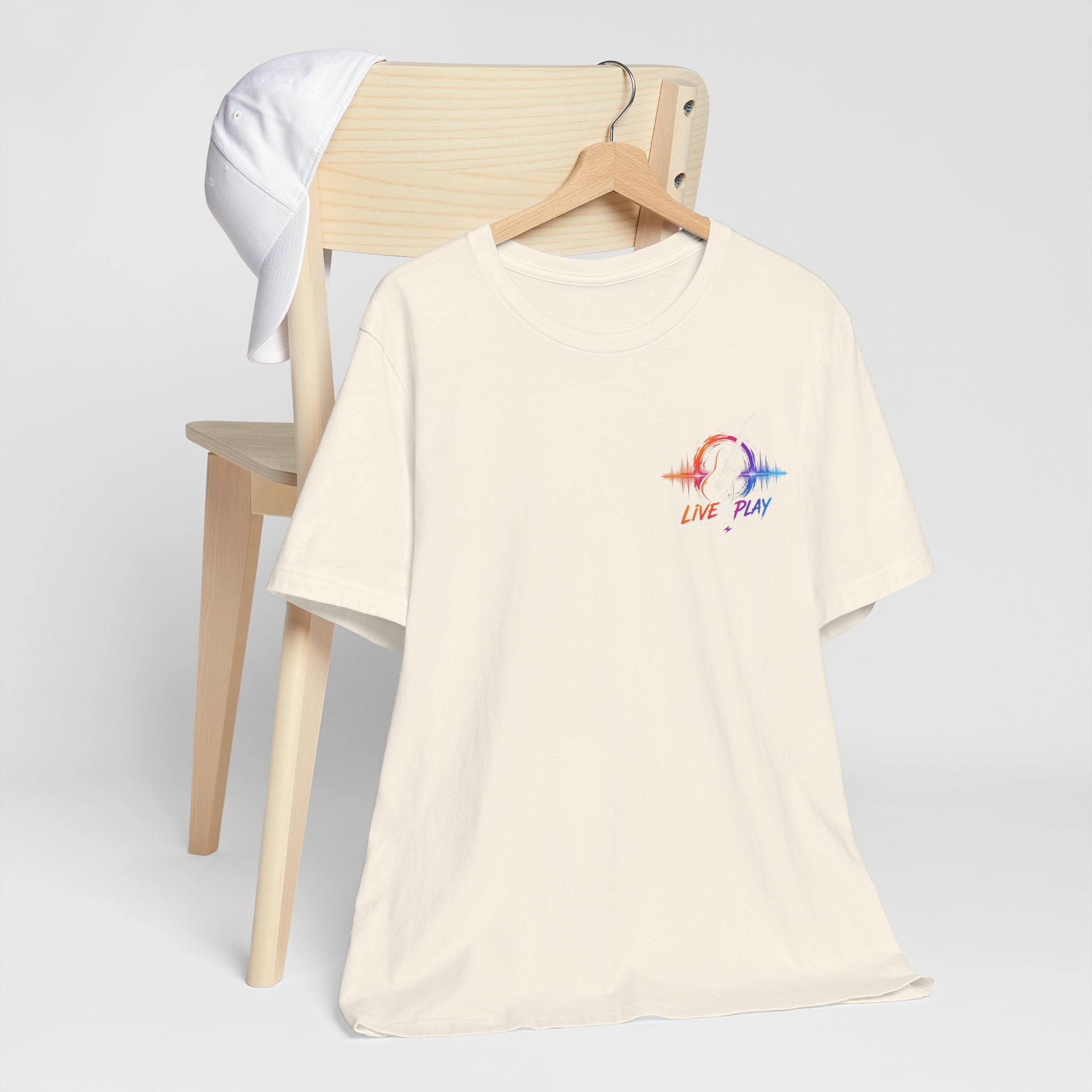 Live Play Music Tee — Waveform Logo Graphic T‑Shirt
