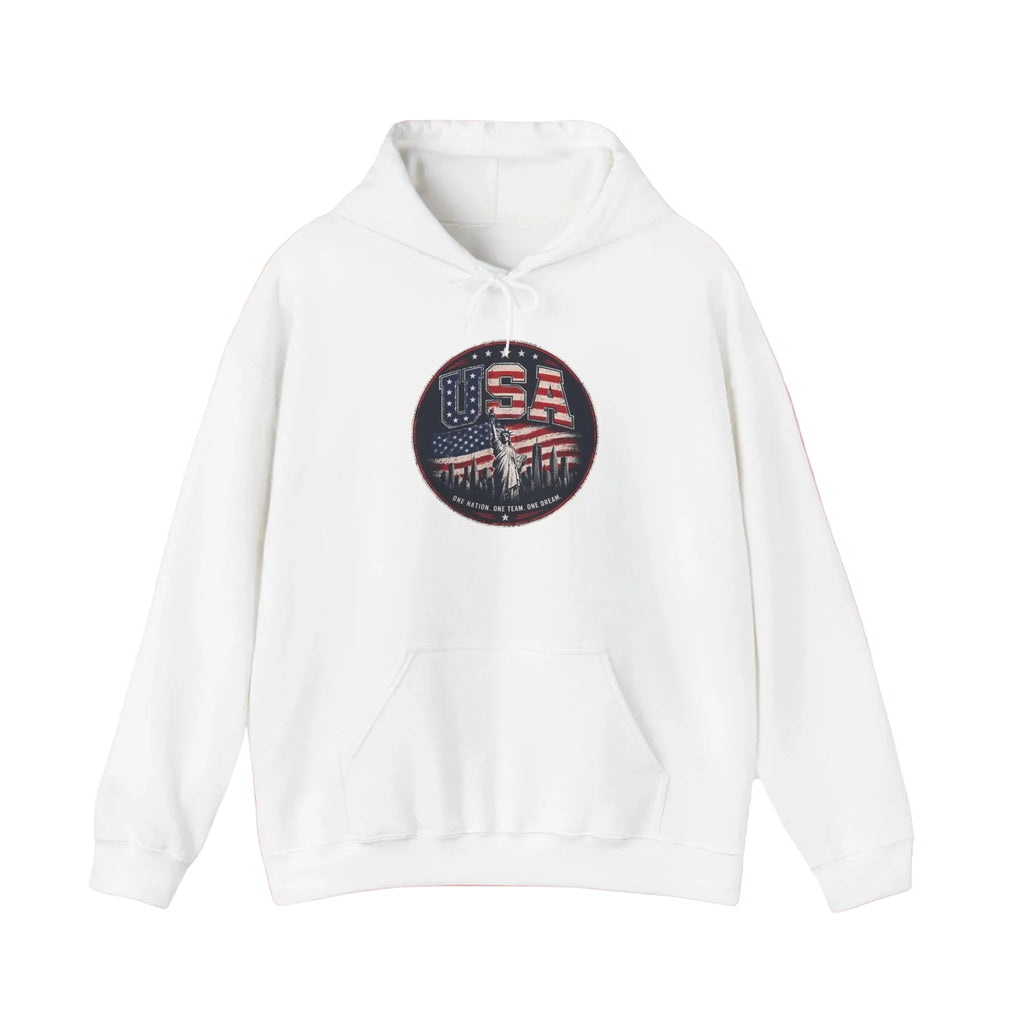 Hoodie — USA Flag Skull Circle Graphic (Patriotic 4th of July Hoodie)