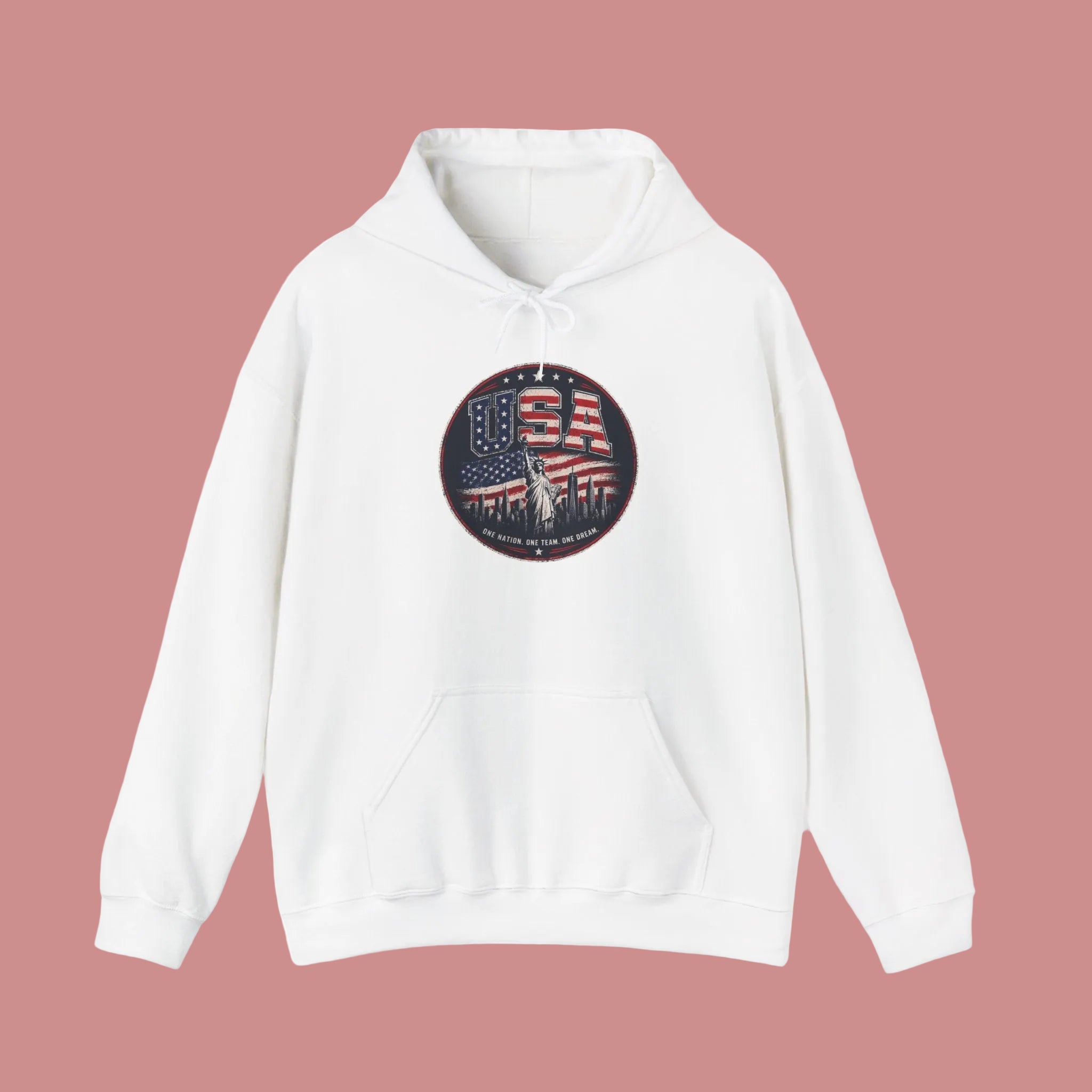 Hoodie — USA Flag Skull Circle Graphic (Patriotic 4th of July Hoodie)