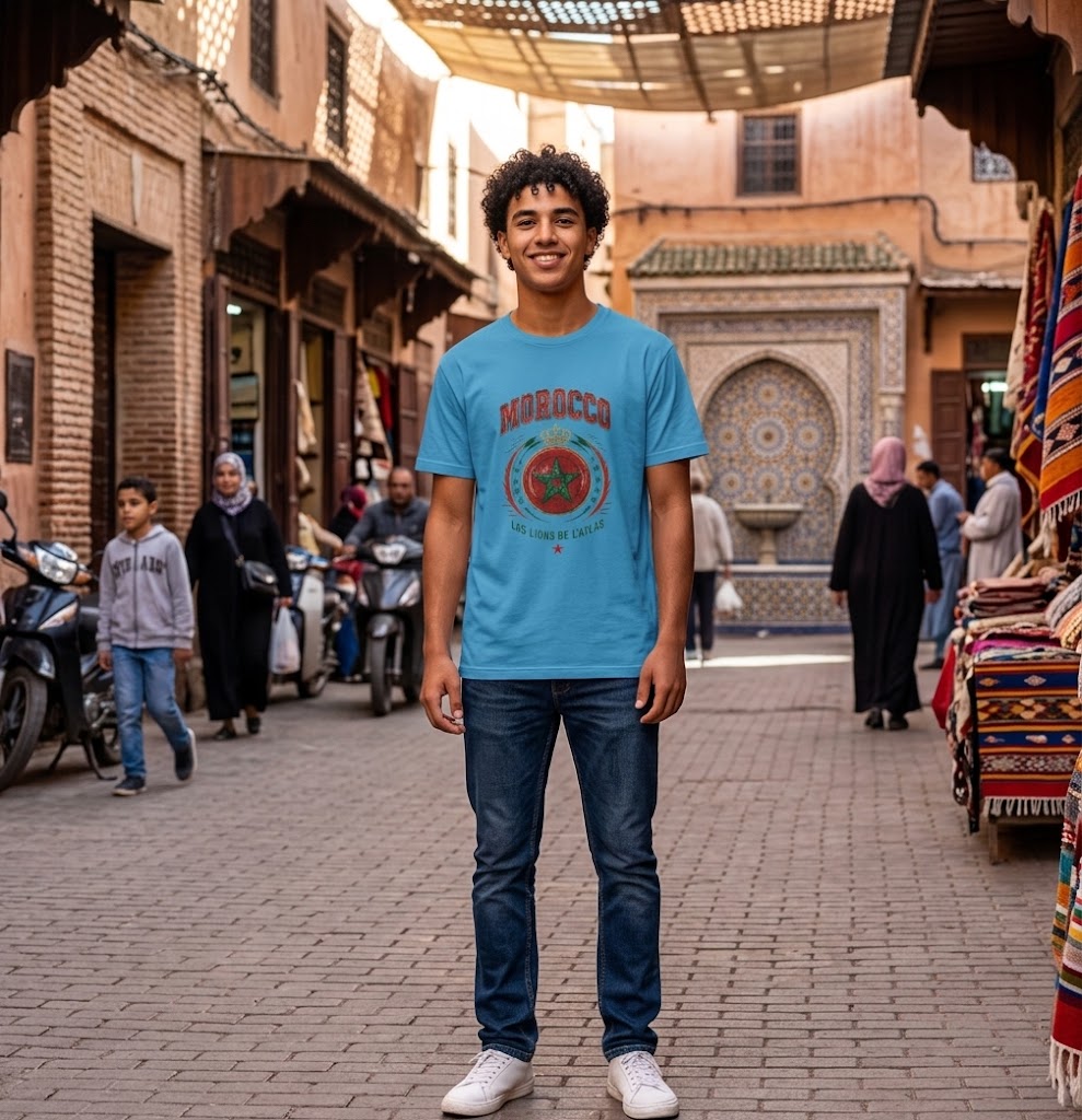 Morocco Crest T-Shirt - 'Les Lions de l'Atlas' Vintage Soccer Tee