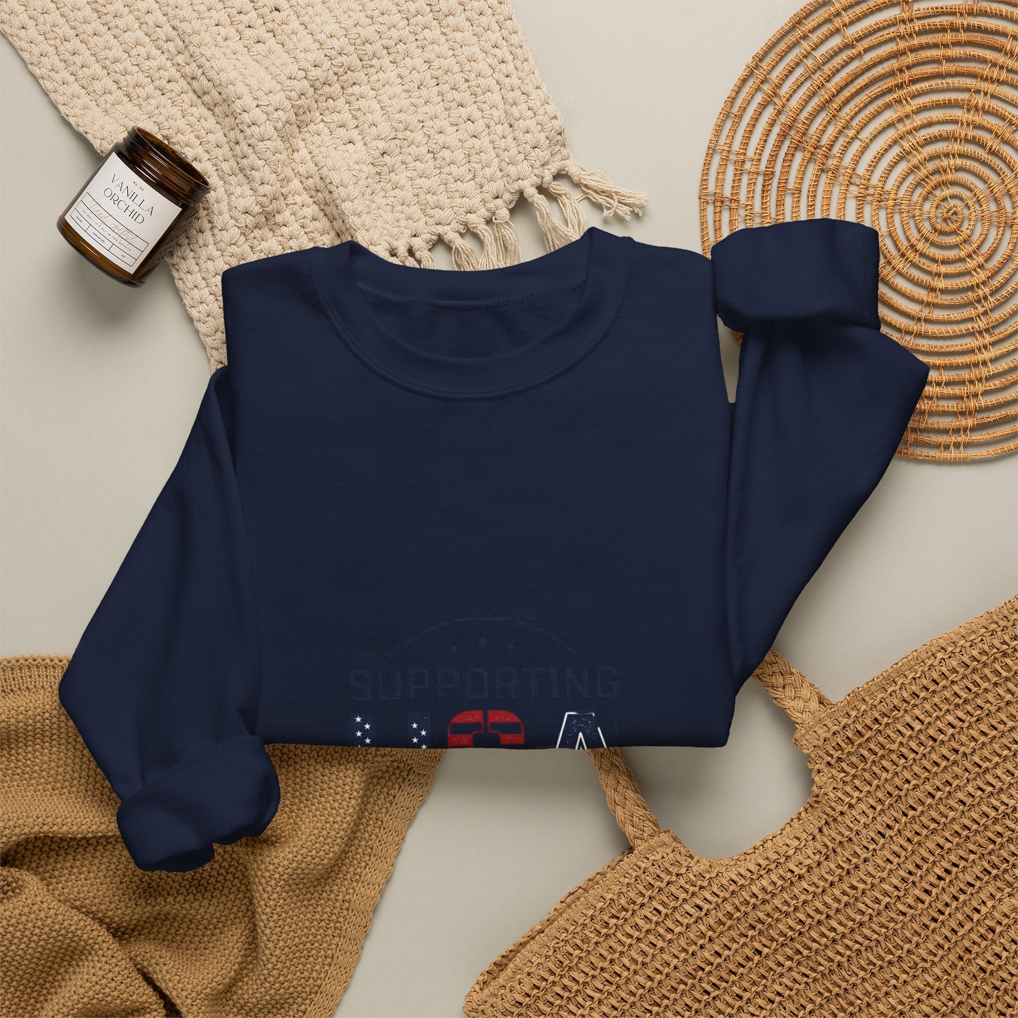 Supporting USA Crewneck Sweatshirt | soccer watch party, country colors