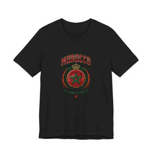 Morocco Crest T-Shirt - 'Les Lions de l'Atlas' Vintage Soccer Tee