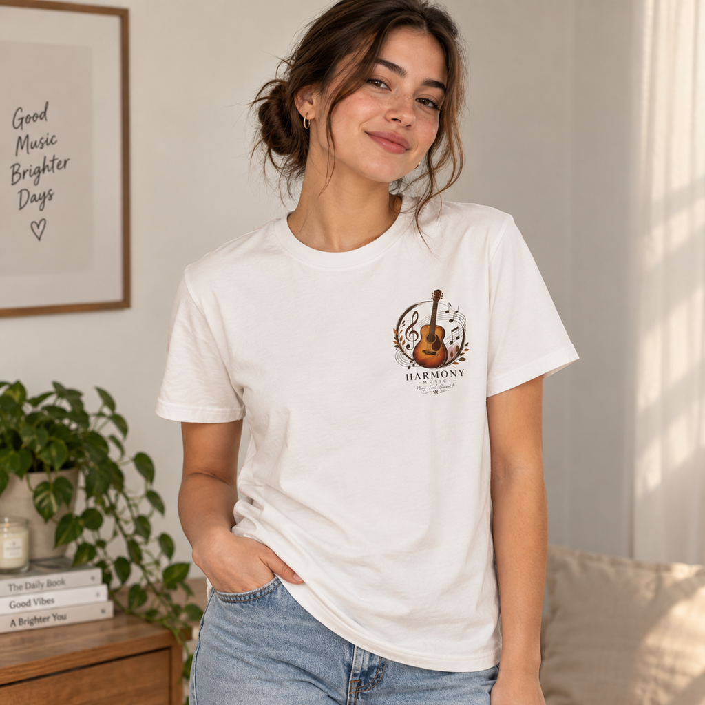 Acoustic Guitar 'Harmony' Graphic Tee — Music Lover Short Sleeve Shirt