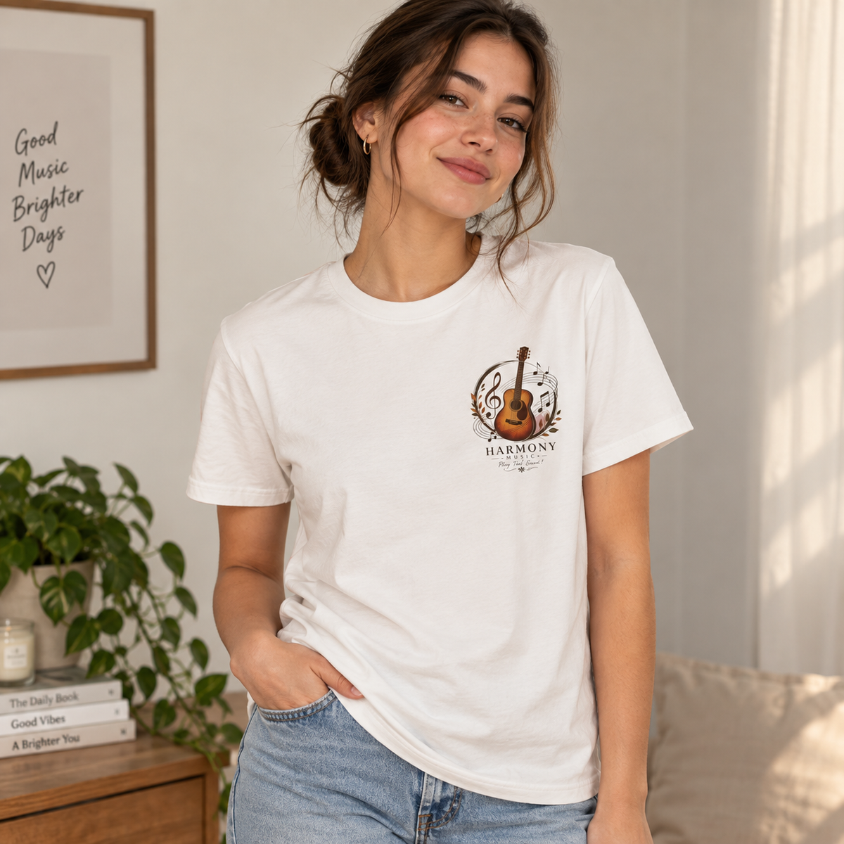Acoustic Guitar 'Harmony' Graphic Tee — Music Lover Short Sleeve Shirt