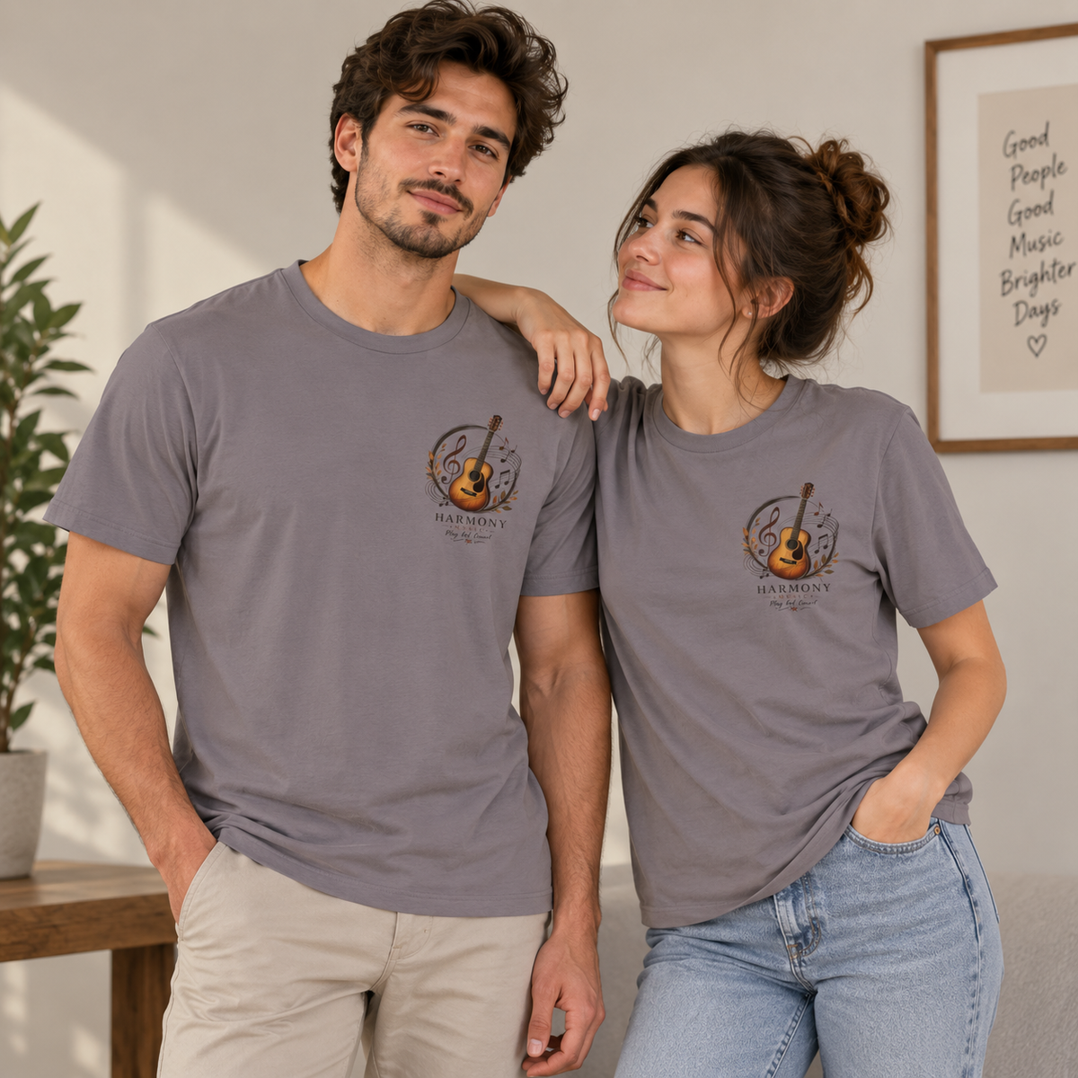 Acoustic Guitar 'Harmony' Graphic Tee — Music Lover Short Sleeve Shirt
