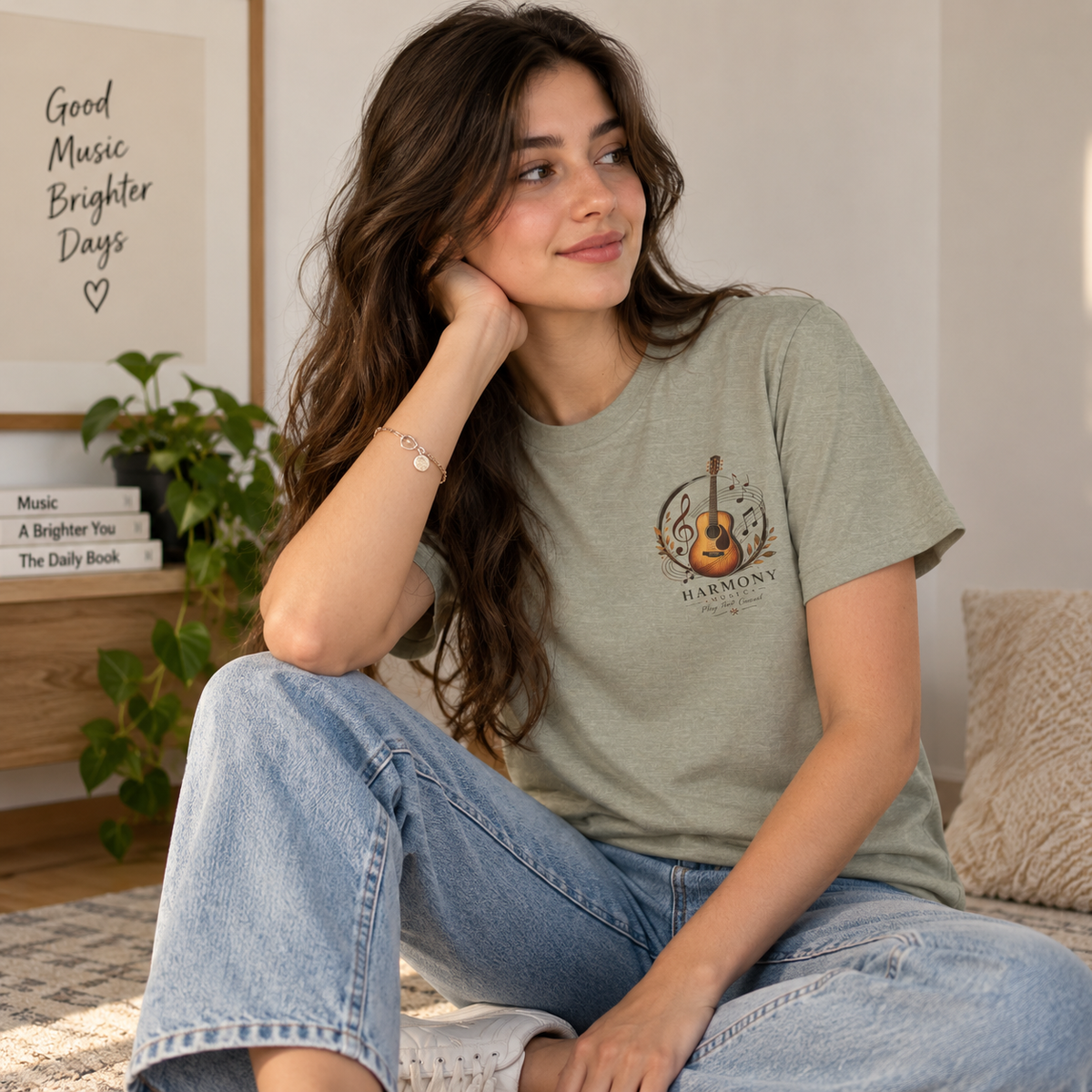 Acoustic Guitar 'Harmony' Graphic Tee — Music Lover Short Sleeve Shirt