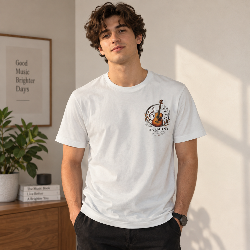 Acoustic Guitar 'Harmony' Graphic Tee — Music Lover Short Sleeve Shirt