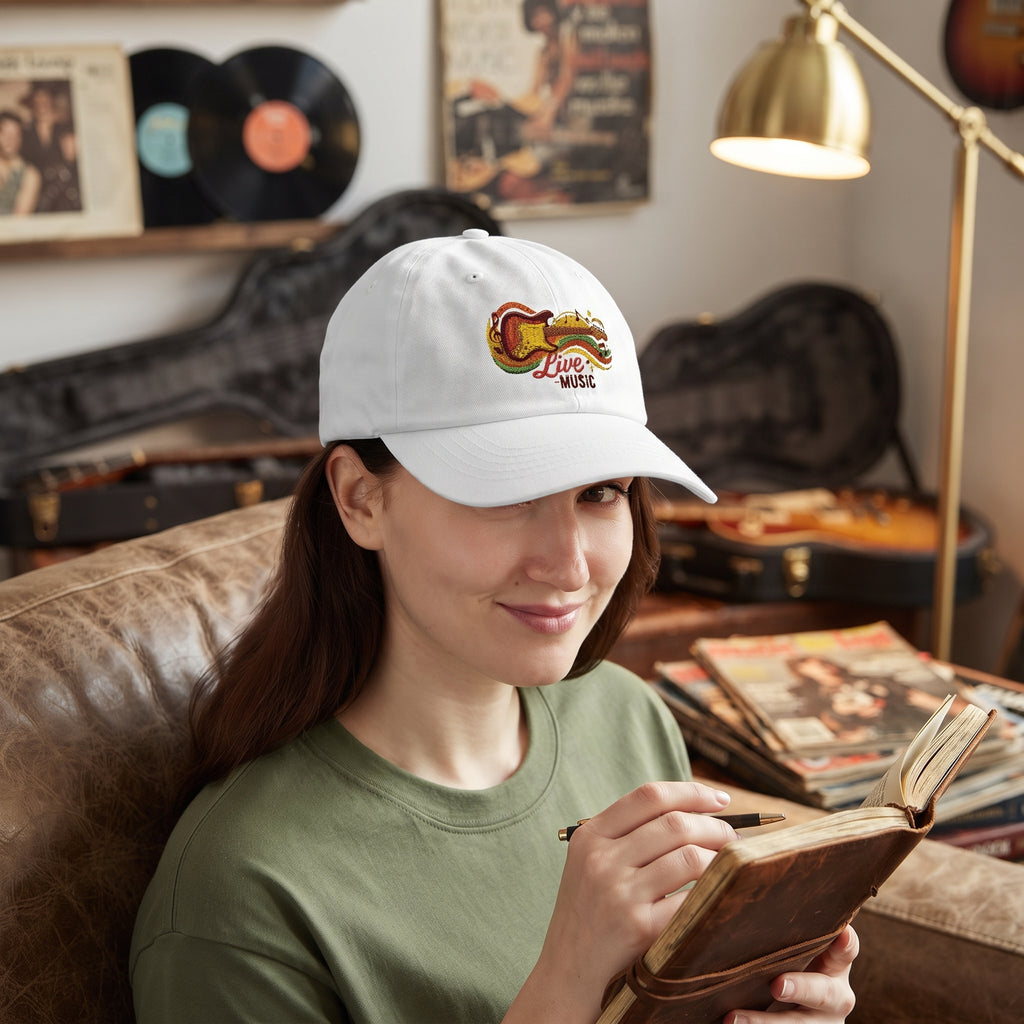 Dad Cap - 'Strum & Steel' Guitar Sequin Embroidered Hat