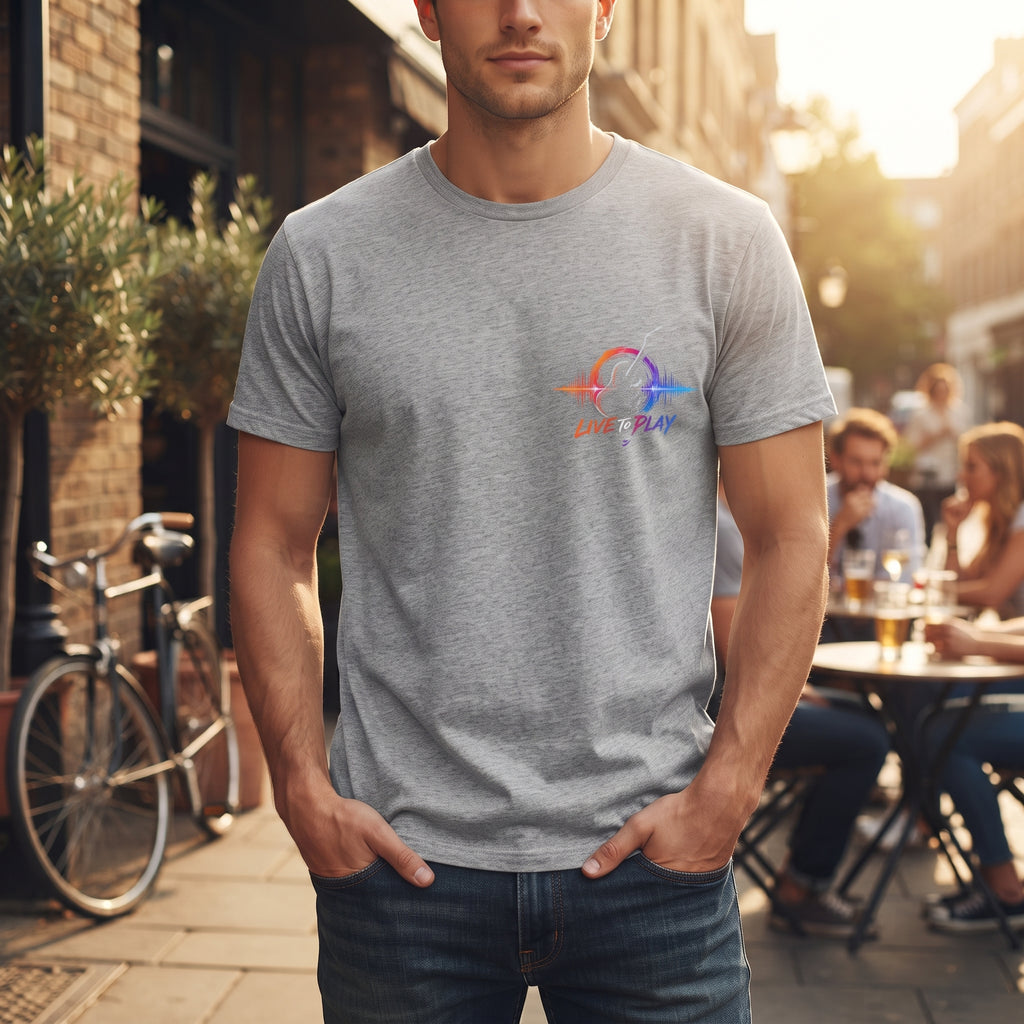 Live Play Music Tee — Waveform Logo Graphic T‑Shirt