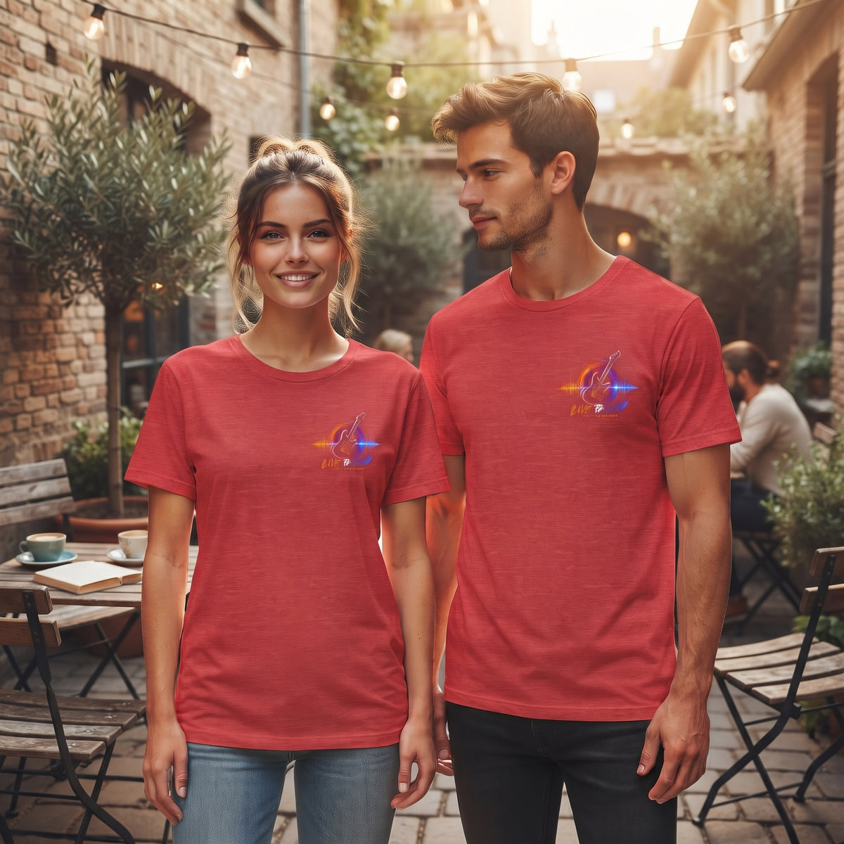 Live Play Music Tee — Waveform Logo Graphic T‑Shirt