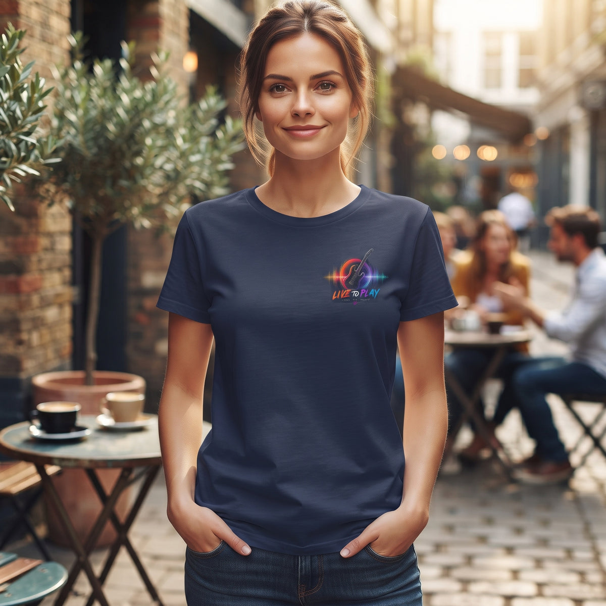 Live Play Music Tee — Waveform Logo Graphic T‑Shirt
