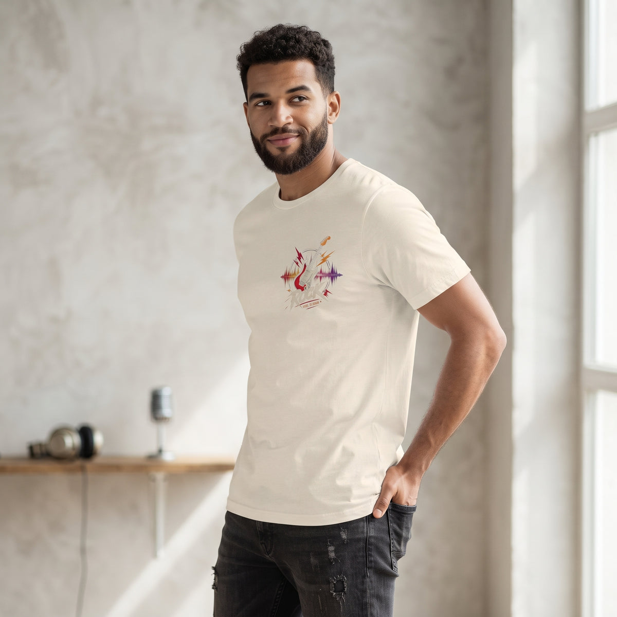 Phoenix Soundwave T‑Shirt — Colorful Phoenix Graphic with "Rise Above" Text