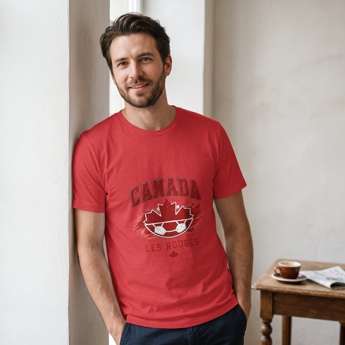 Canada Les Rouges Soccer T-Shirt — Vintage Maple Leaf Football Tee