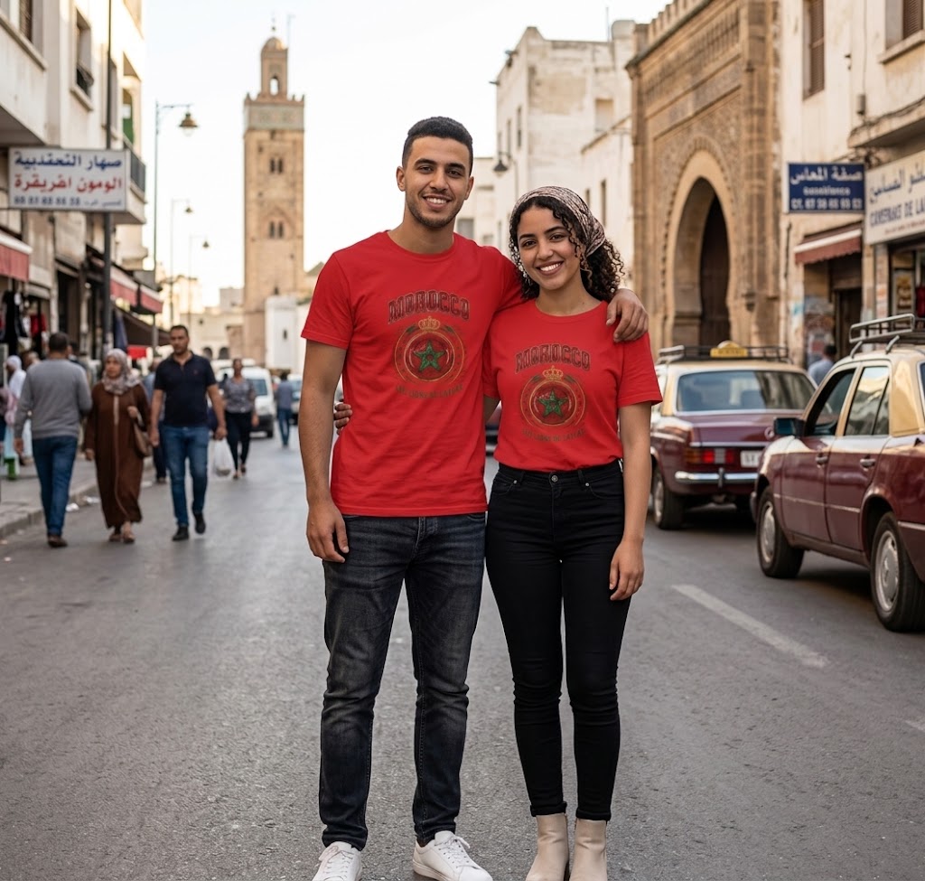 Morocco Crest T-Shirt - 'Les Lions de l'Atlas' Vintage Soccer Tee