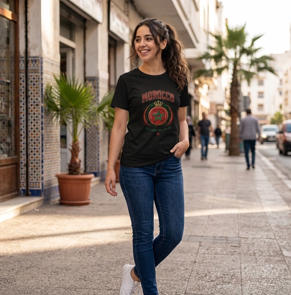 Morocco Crest T-Shirt - 'Les Lions de l'Atlas' Vintage Soccer Tee