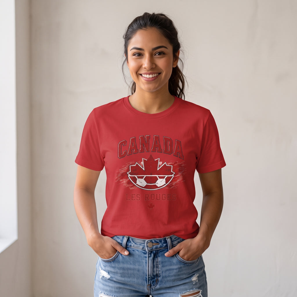 Canada Les Rouges Soccer T-Shirt — Vintage Maple Leaf Football Tee