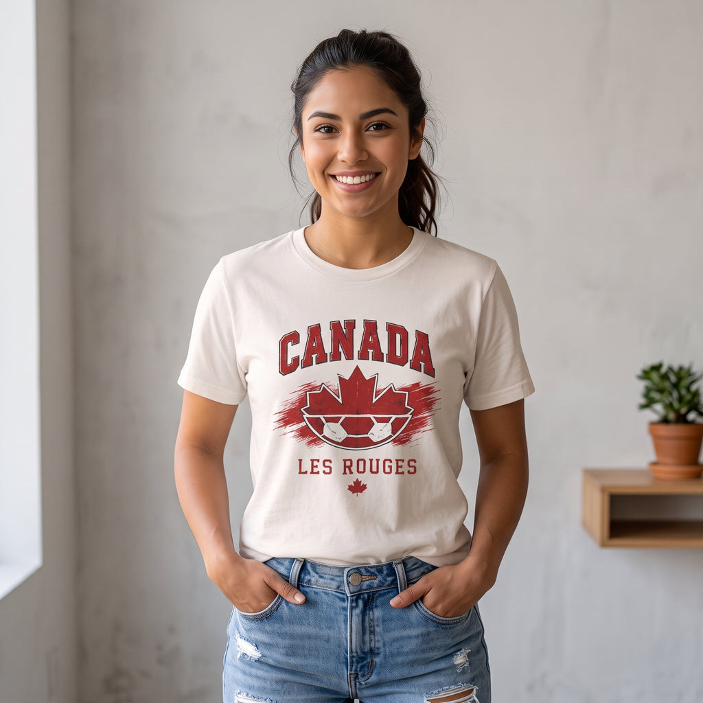 Canada Les Rouges Soccer T-Shirt — Vintage Maple Leaf Football Tee